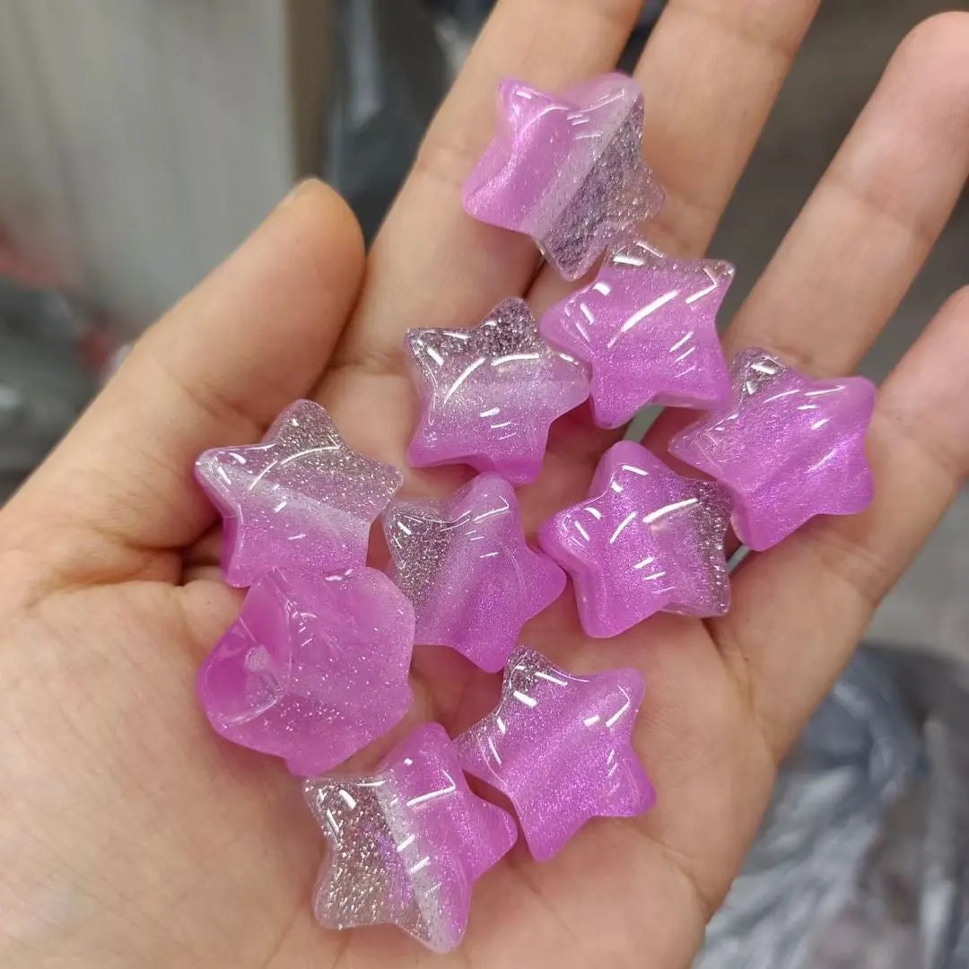 FS2269-Random Mixed Color 20MM Glitter Star Resin Beads Fit For Beadable Pens Zoe's DIY Shop