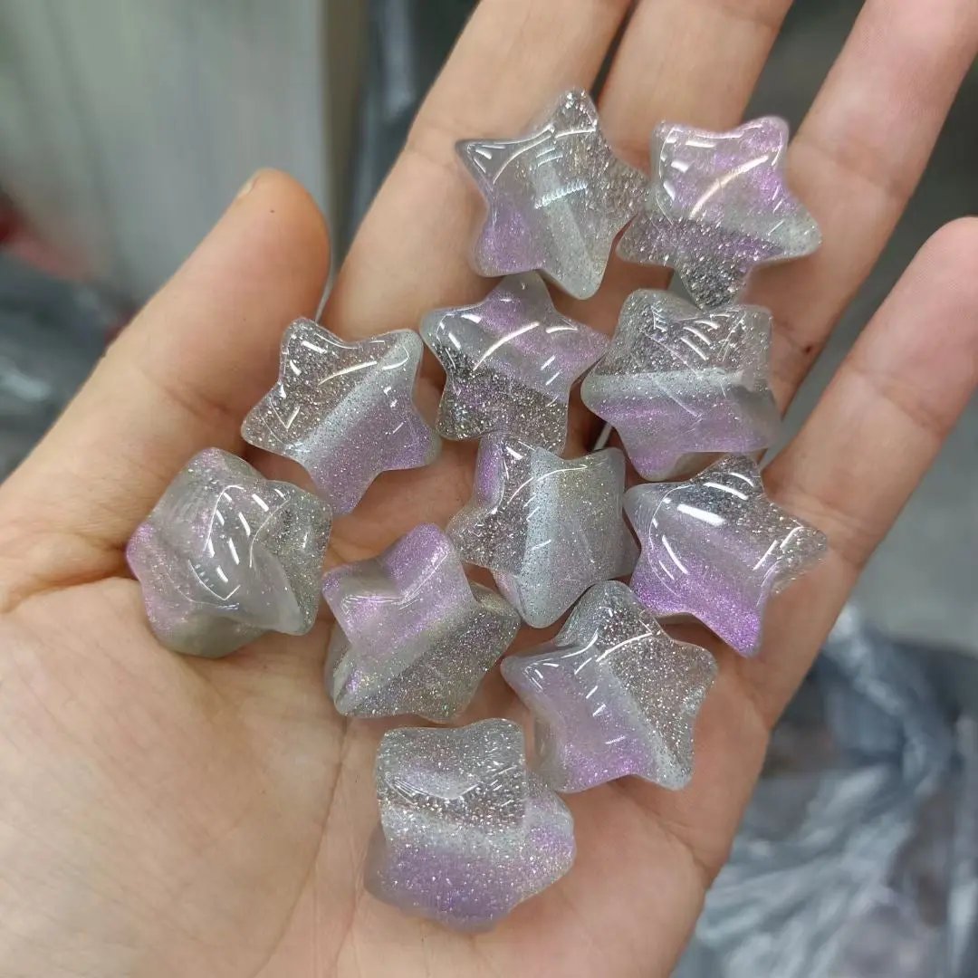 FS2269-Random Mixed Color 20MM Glitter Star Resin Beads Fit For Beadable Pens Zoe's DIY Shop