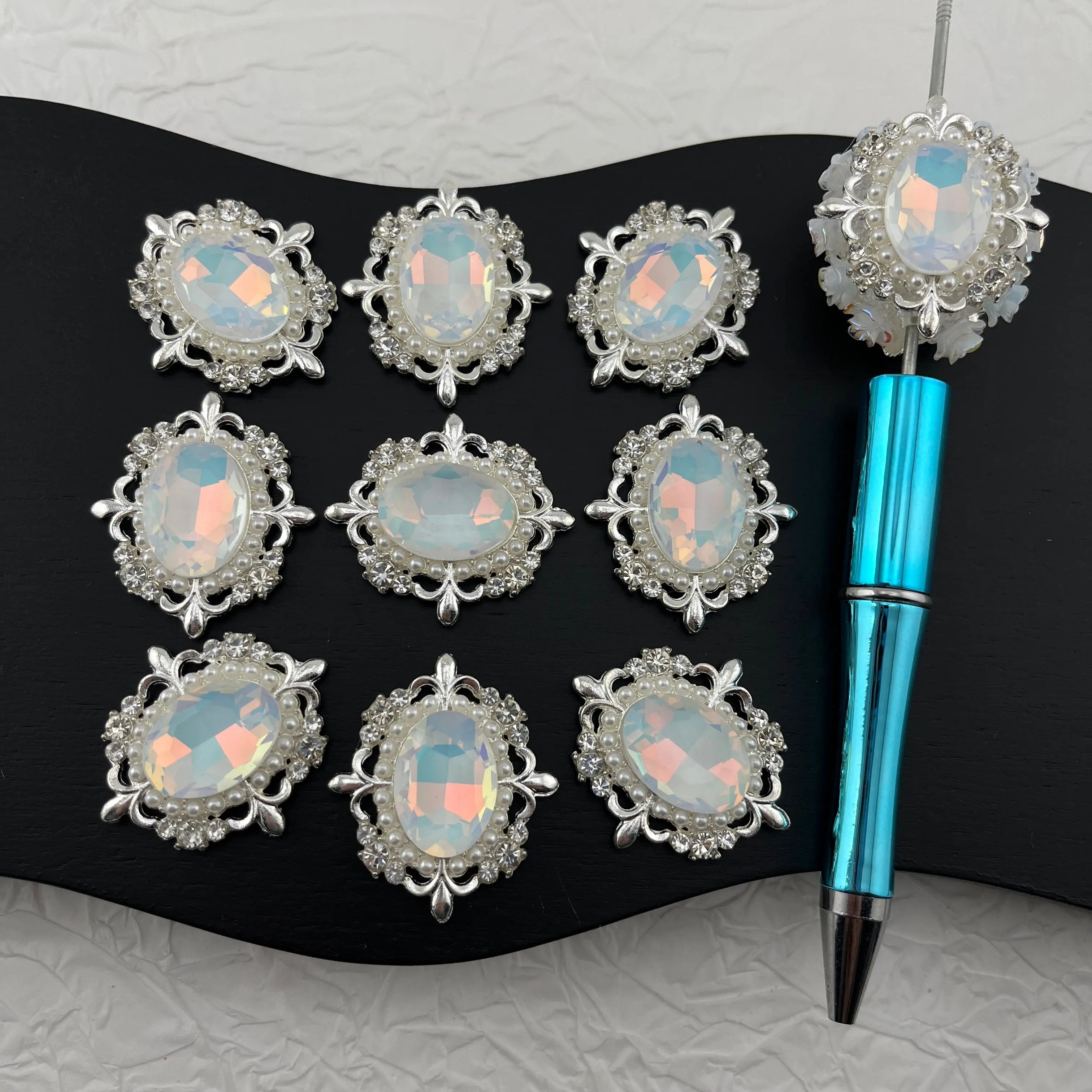 FS2277-10PCS 椭圆钻十字菱形合金贴片 Zoe's DIY Shop