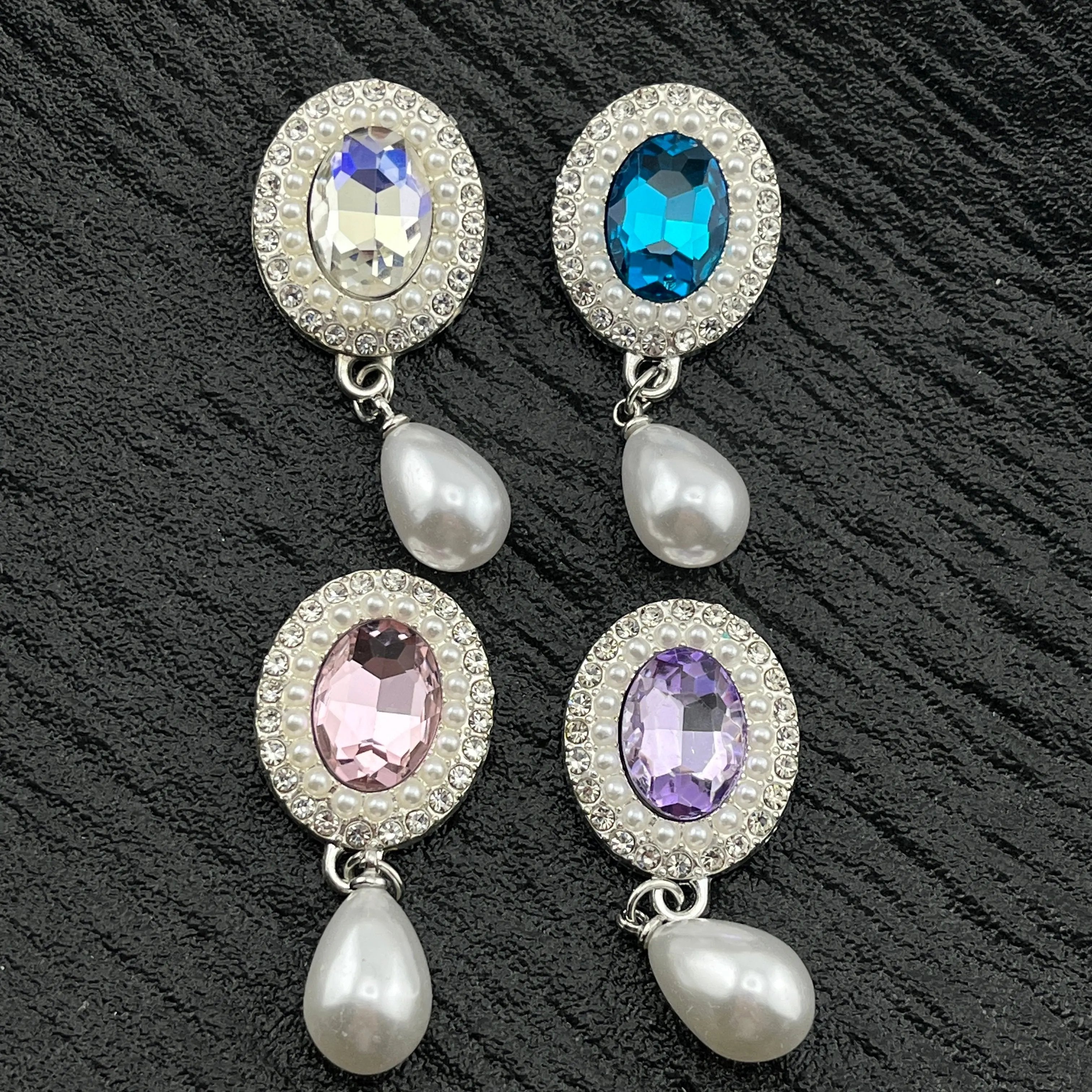 FS2286- Oval Diamonds Crystal Alloy Metal Charms for making fancy beads Zoe's DIY Shop