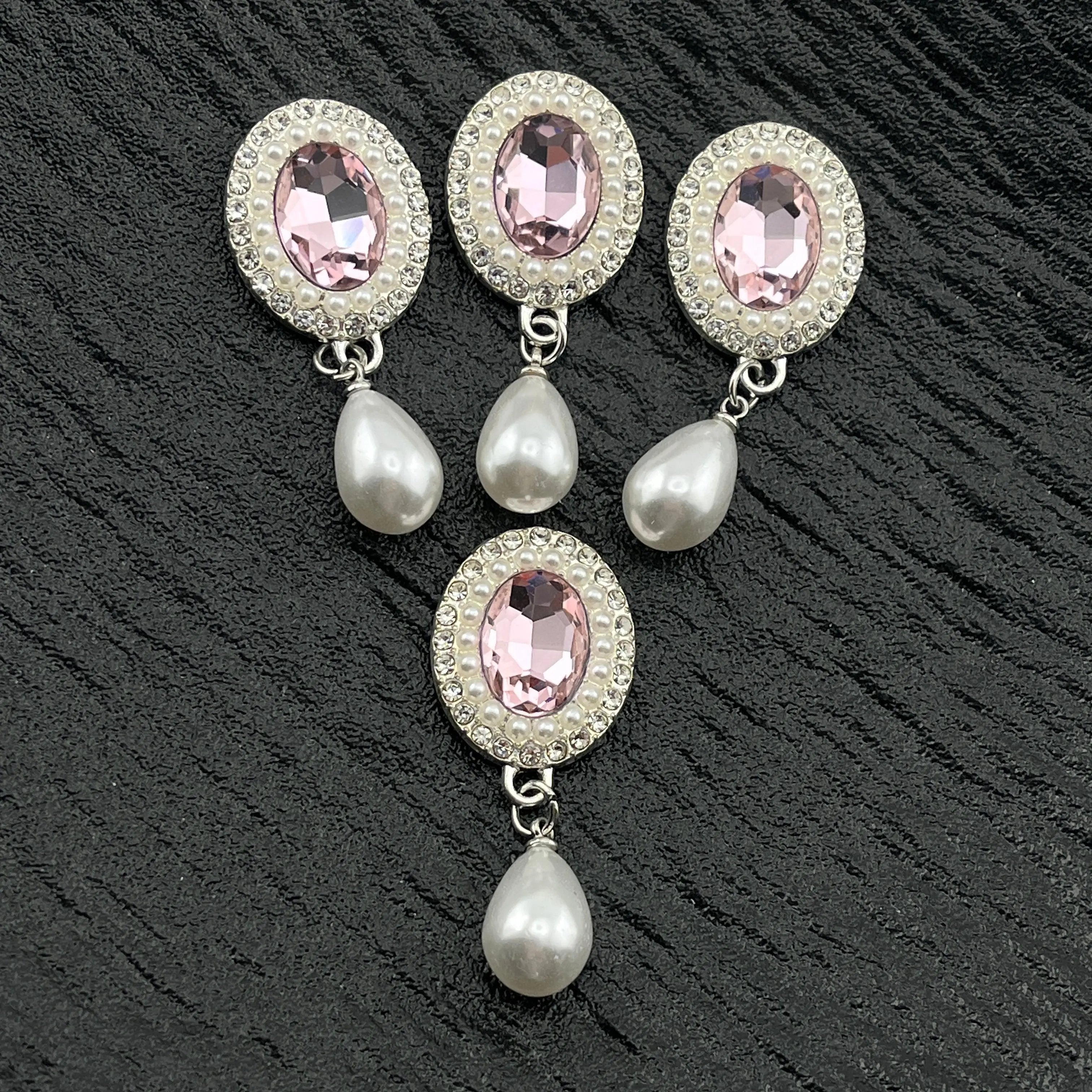 FS2286- Oval Diamonds Crystal Alloy Metal Charms for making fancy beads Zoe's DIY Shop