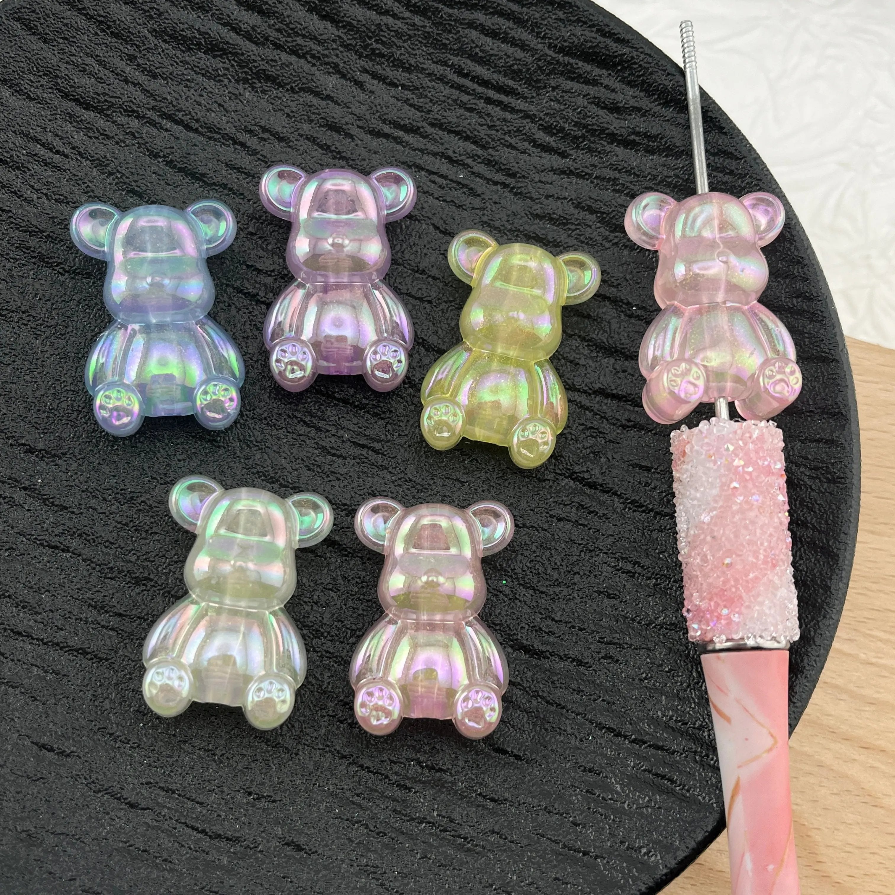 FS2322- 10PCS 33MM Glow-in-the-dark jelly bear beads Zoe's DIY Shop