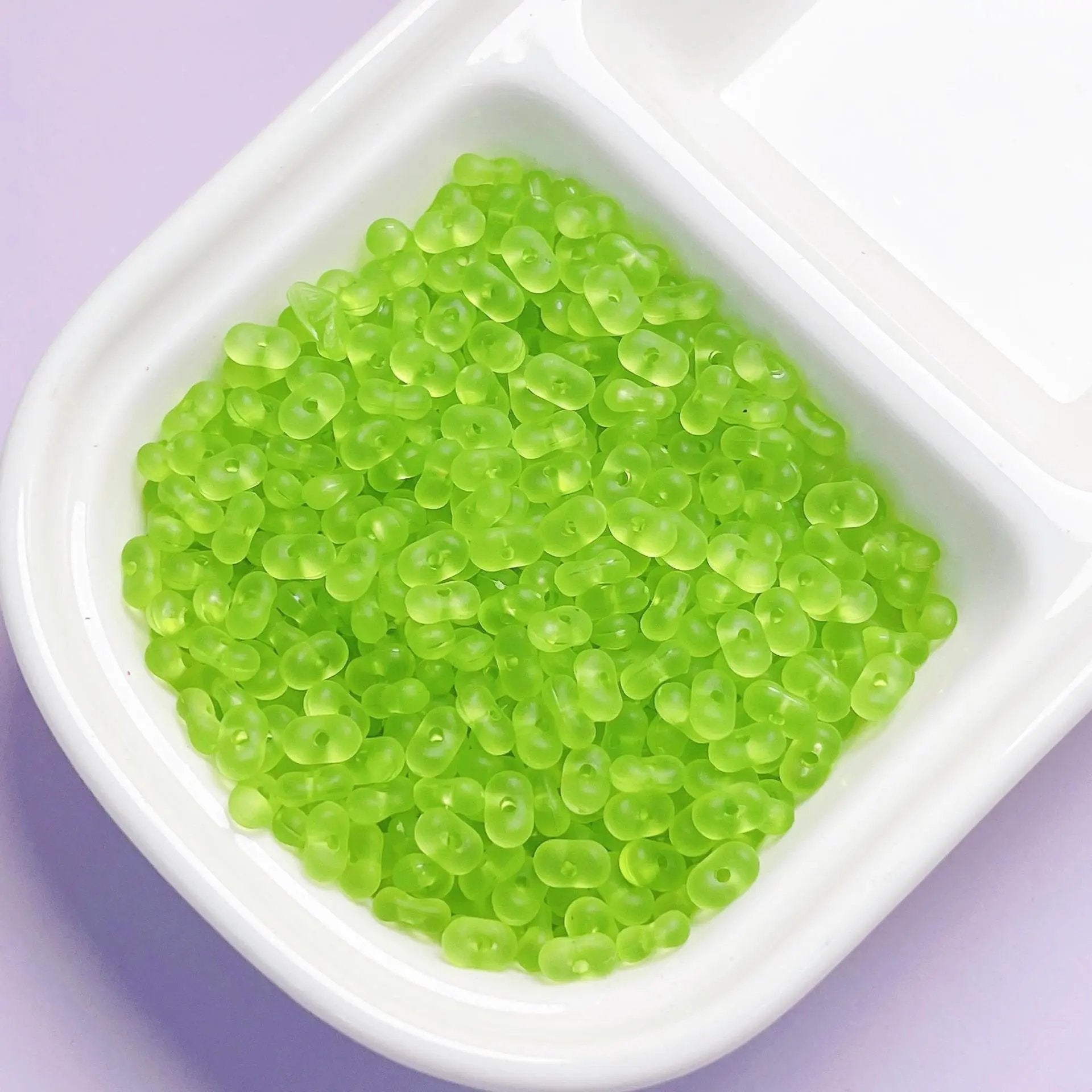 FS2381-3×6mm Clear Frosted Peanut Acrylic Beads For Making Key Chain Zoe's DIY Shop