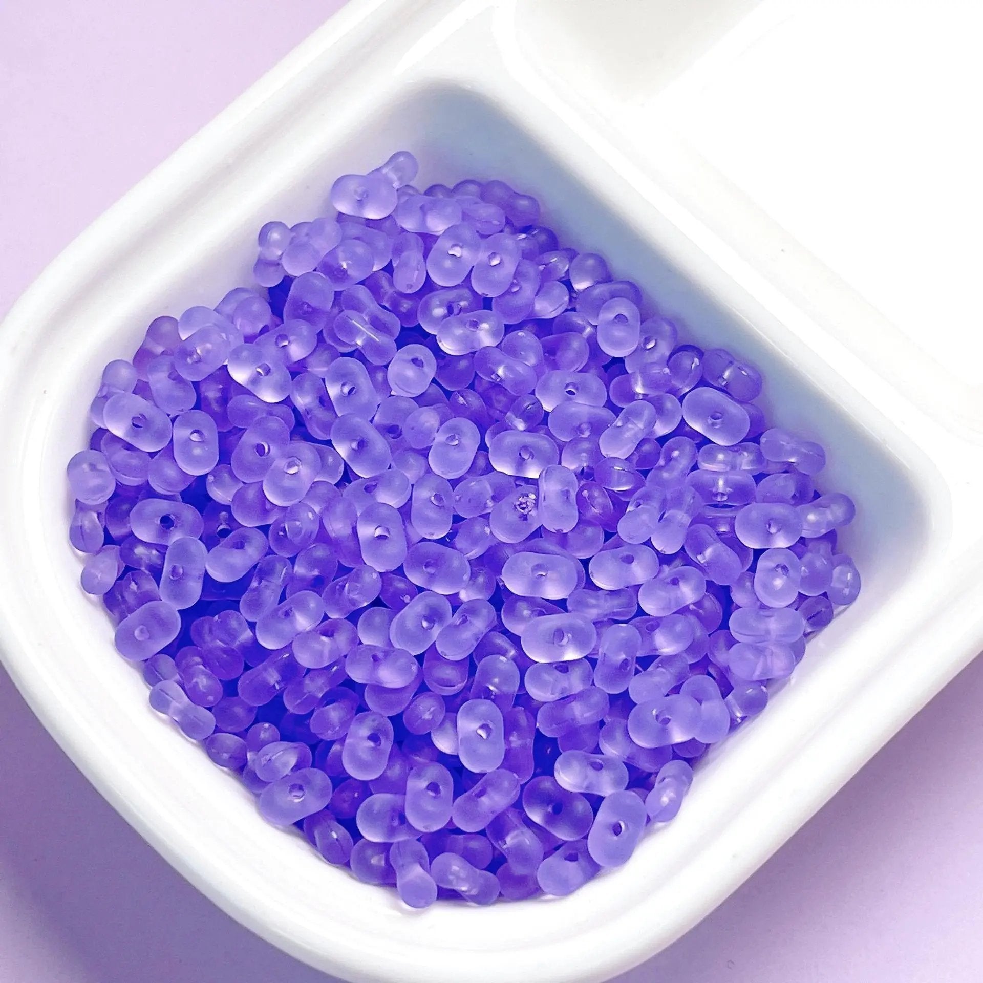 FS2381-3×6mm Clear Frosted Peanut Acrylic Beads For Making Key Chain Zoe's DIY Shop