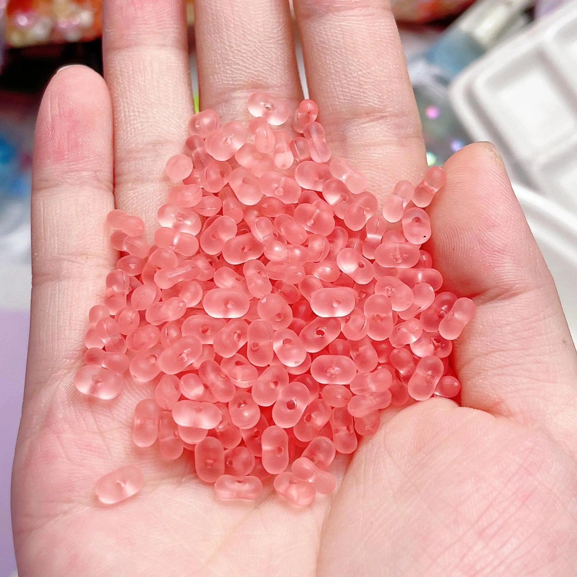 FS2381-3×6mm Clear Frosted Peanut Acrylic Beads For Making Key Chain Zoe's DIY Shop