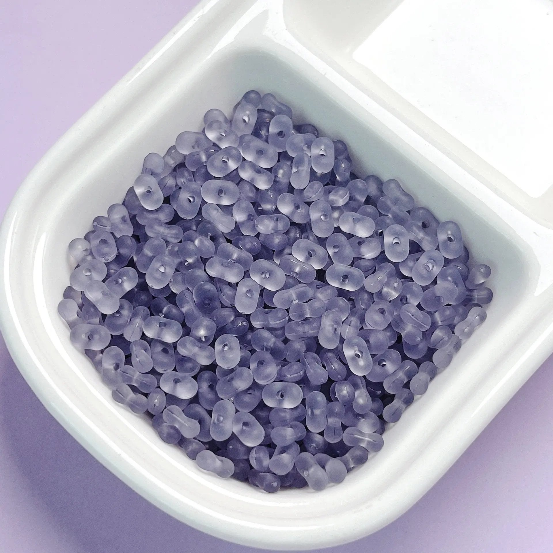 FS2381-3×6mm Clear Frosted Peanut Acrylic Beads For Making Key Chain Zoe's DIY Shop