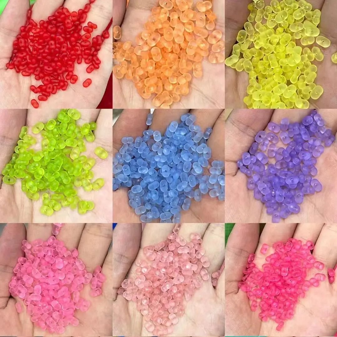 FS2381-3×6mm Clear Frosted Peanut Acrylic Beads For Making Key Chain Zoe's DIY Shop