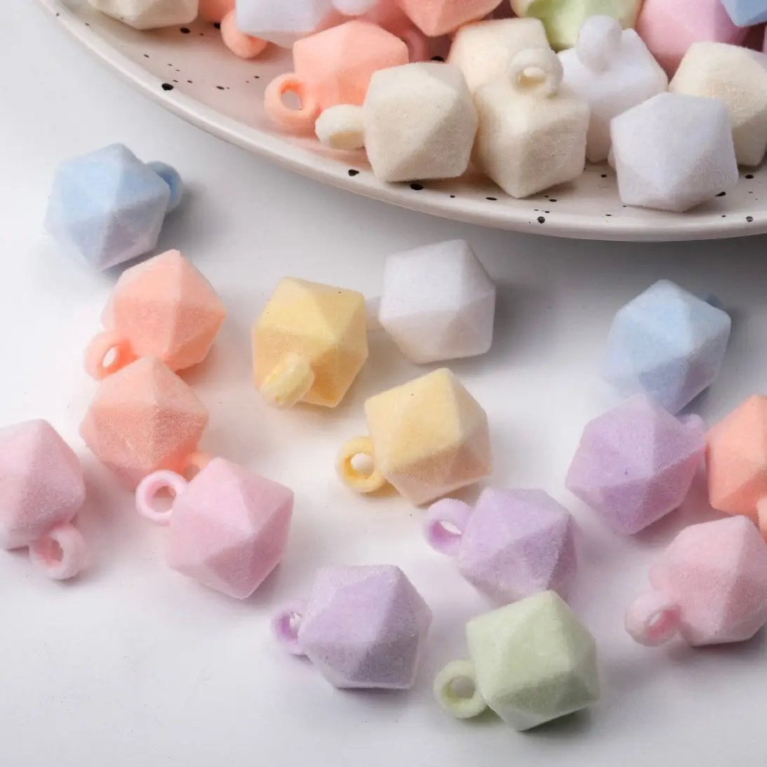 FS2382-16MM Flocked Cube Dangle Acrylic Beads For Making Car Hangers Zoe's DIY Shop