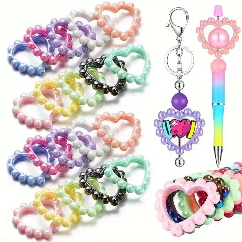 FS2389-39MM Mixed Color Solid Color Heart-shaped Acrylic Bead Frame Fit For Beadable Pens Zoe's DIY Shop