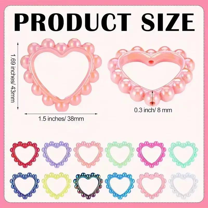 FS2389-39MM Mixed Color Solid Color Heart-shaped Acrylic Bead Frame Fit For Beadable Pens Zoe's DIY Shop