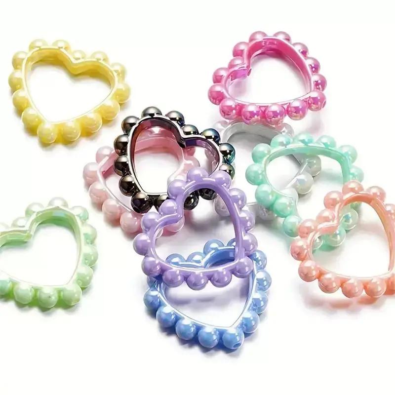 FS2389-39MM Mixed Color Solid Color Heart-shaped Acrylic Bead Frame Fit For Beadable Pens Zoe's DIY Shop