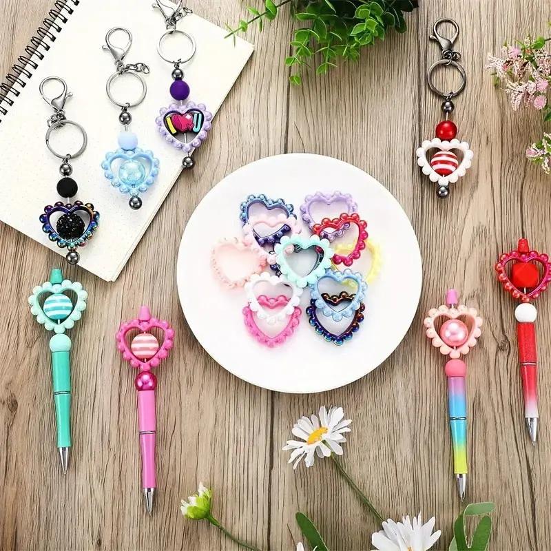 FS2389-39MM Mixed Color Solid Color Heart-shaped Acrylic Bead Frame Fit For Beadable Pens Zoe's DIY Shop