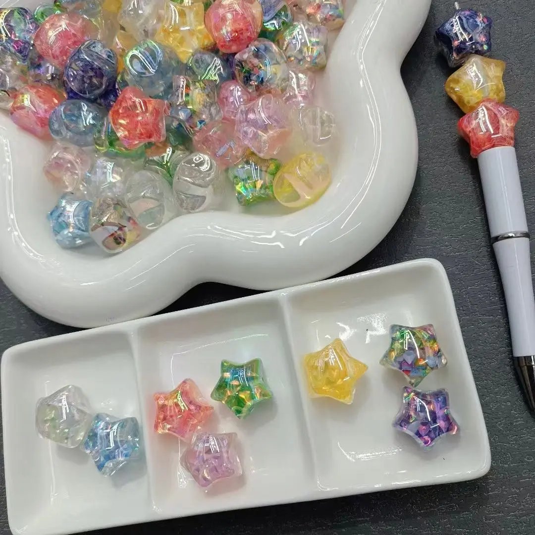 FS2481- 20MM Star Flash Chip Resin Beads Fit For Beadable Pens Zoe's DIY Shop