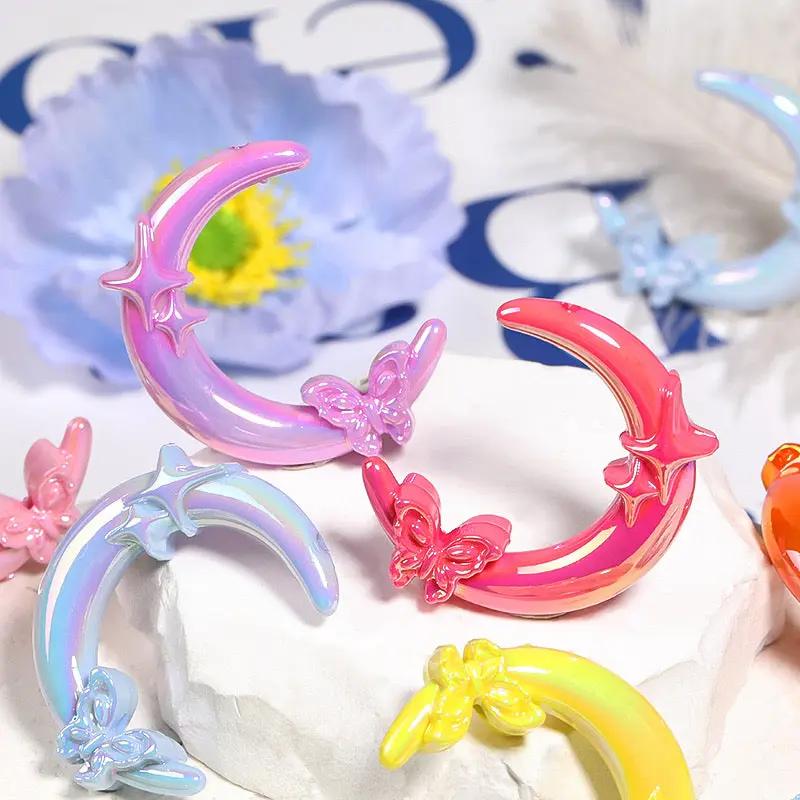 FS2491- 41mm Two Hole Random Mixed Color Butterfly Moon Acrylic Beads Fit For Beadable Pens Zoe's DIY Shop