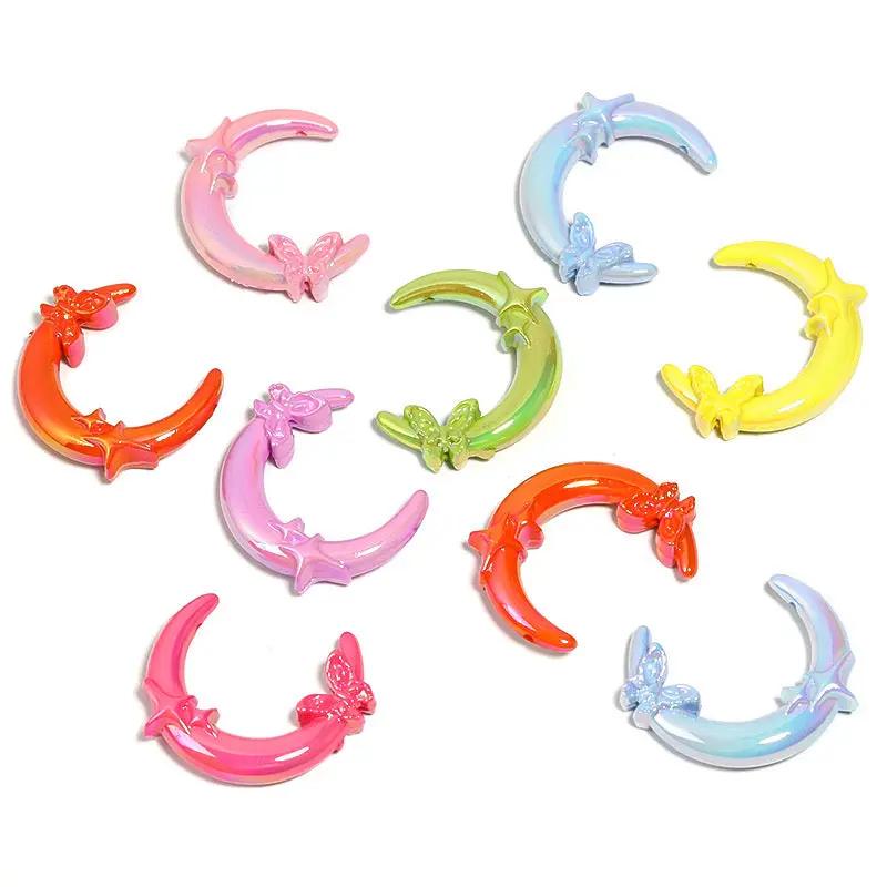 FS2491- 41mm Two Hole Random Mixed Color Butterfly Moon Acrylic Beads Fit For Beadable Pens Zoe's DIY Shop