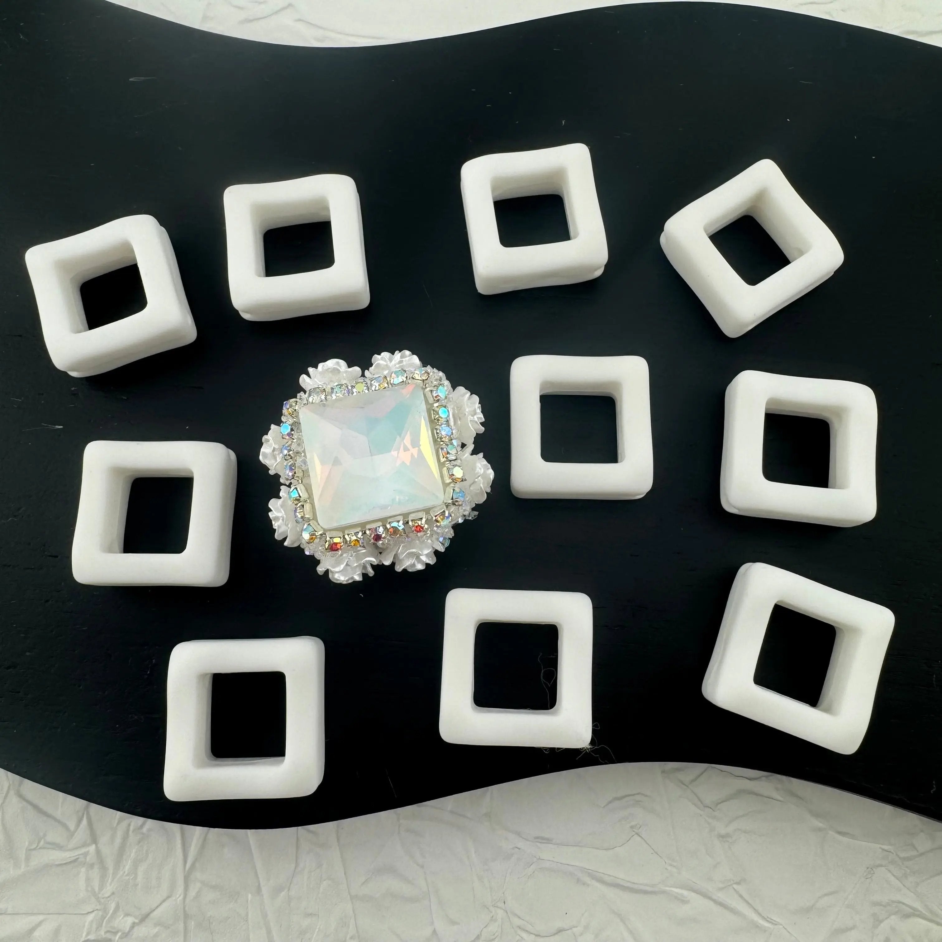 FS2497-17×23mm Solid Color White Cube Beads Fit For Beadable Pens Zoe's DIY Shop