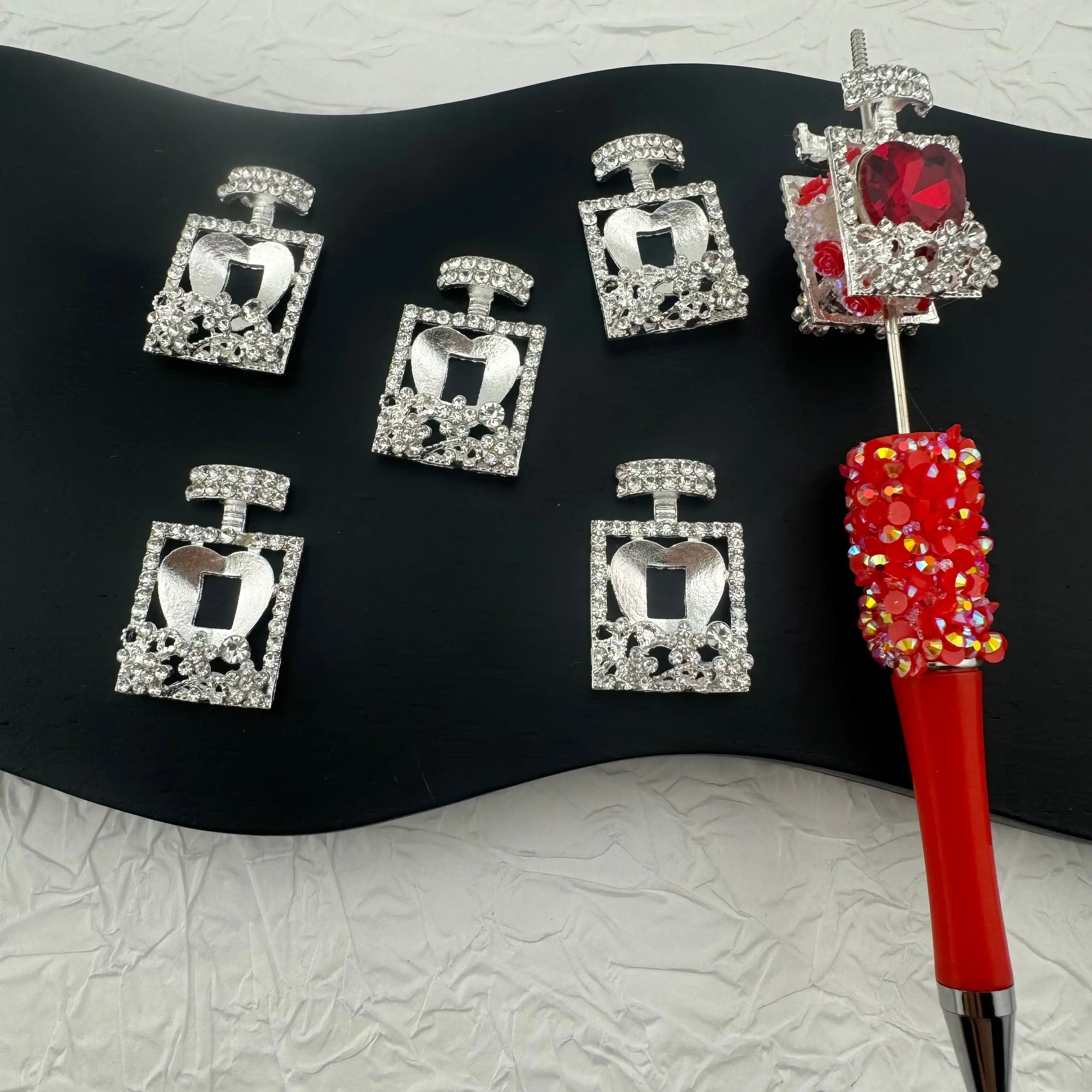 FS2498-Sliver Metal Bottle Patch （no Heart Crystal） For Making Fancy Beads (Can fit 16mm Heart Crystal) Zoe's DIY Shop