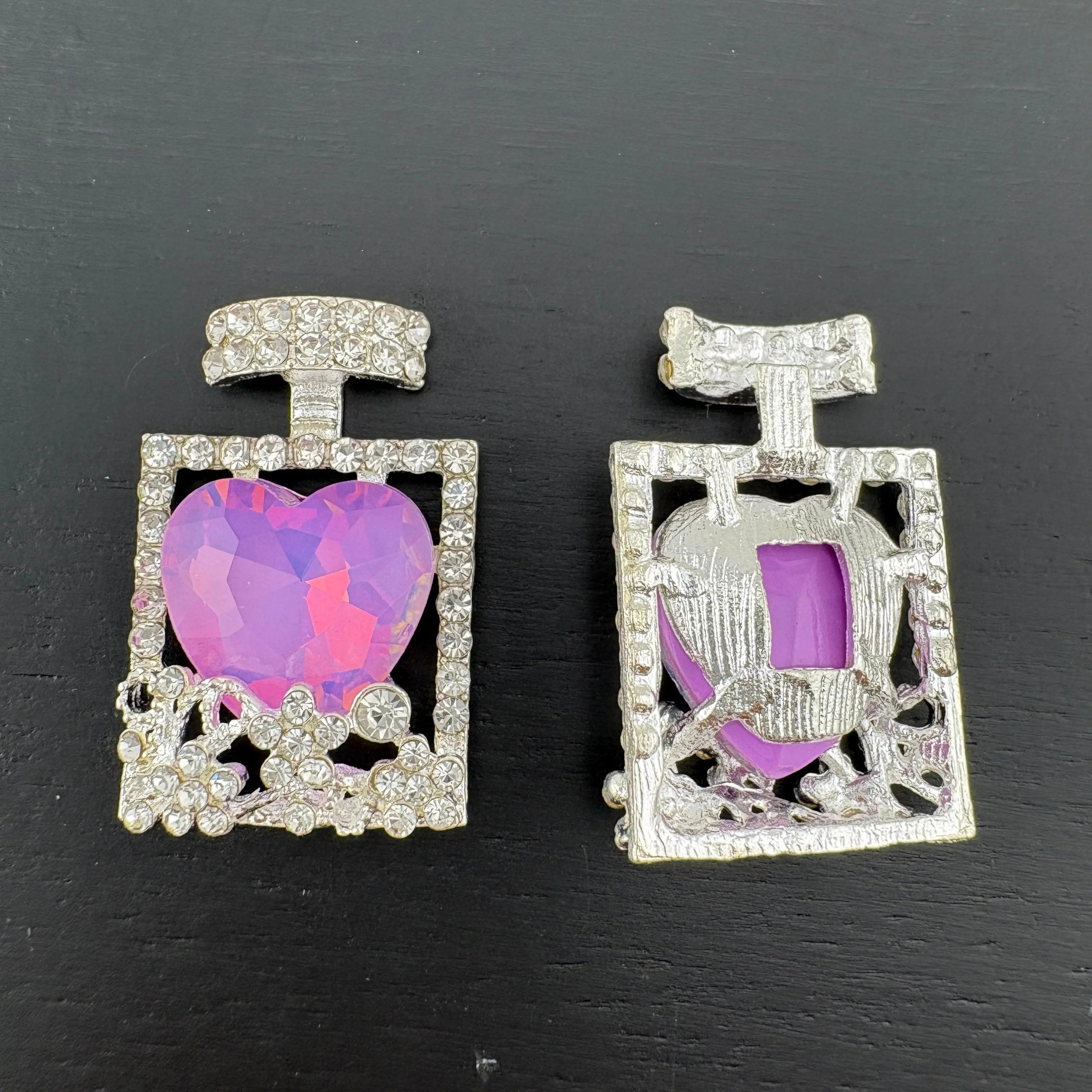 FS2499- Heart Crystal Alloy Metal Perfume Bottles Parts For making fancy Beads Zoe's DIY Shop