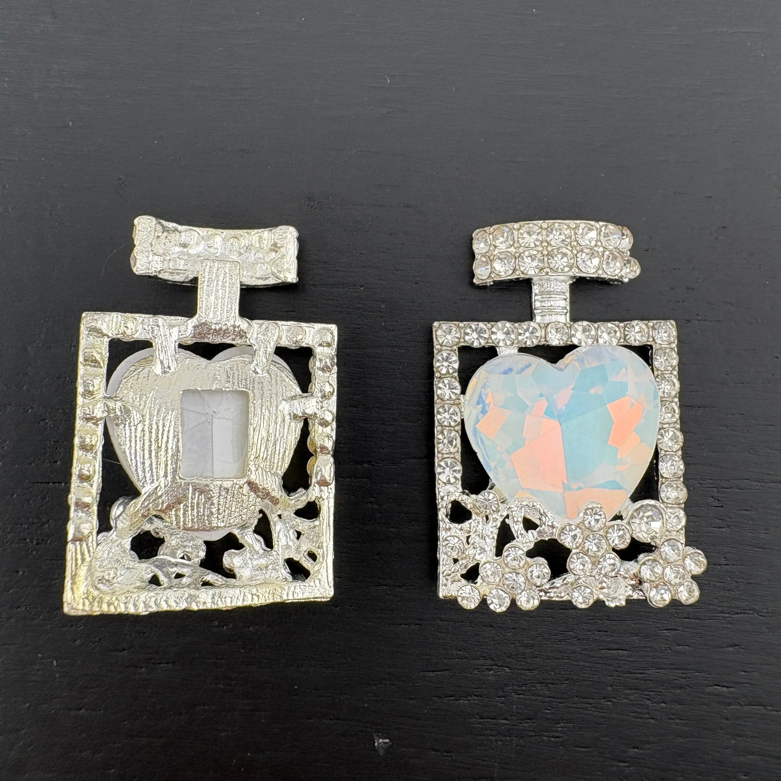 FS2499- Heart Crystal Alloy Metal Perfume Bottles Parts For making fancy Beads Zoe's DIY Shop