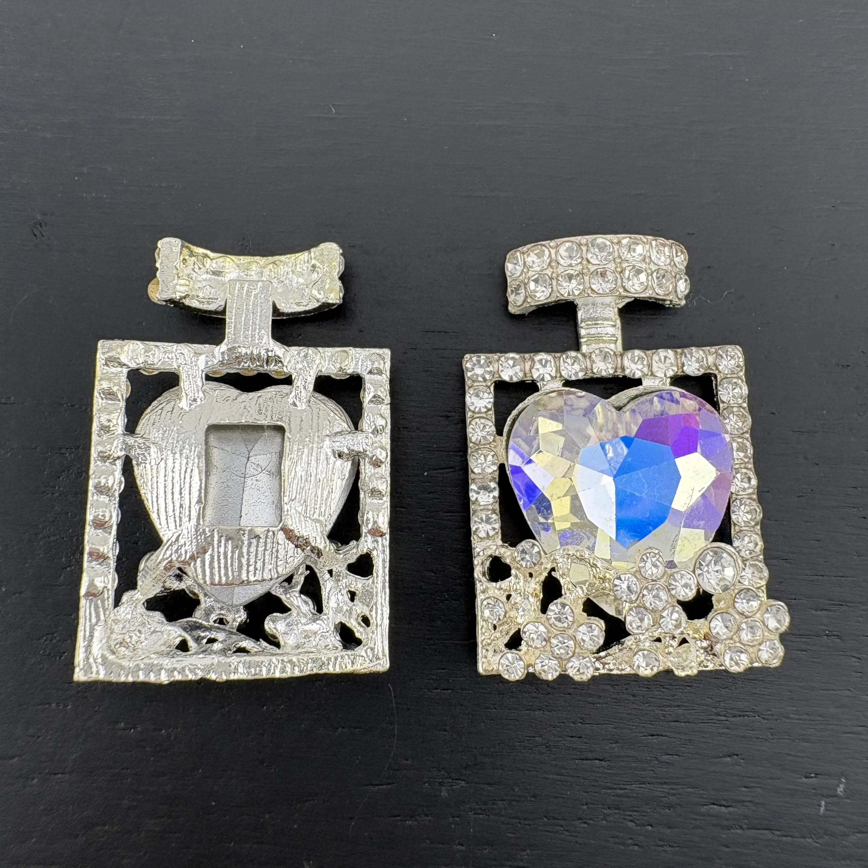 FS2499- Heart Crystal Alloy Metal Perfume Bottles Parts For making fancy Beads Zoe's DIY Shop