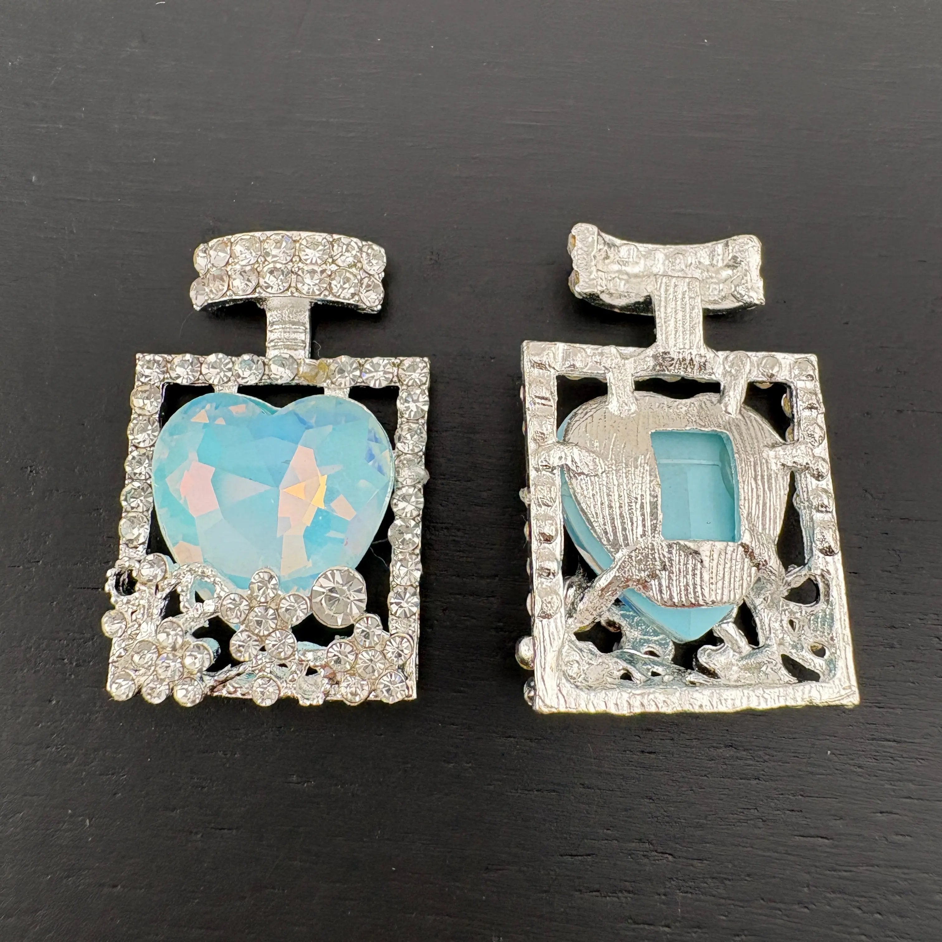 FS2499- Heart Crystal Alloy Metal Perfume Bottles Parts For making fancy Beads Zoe's DIY Shop