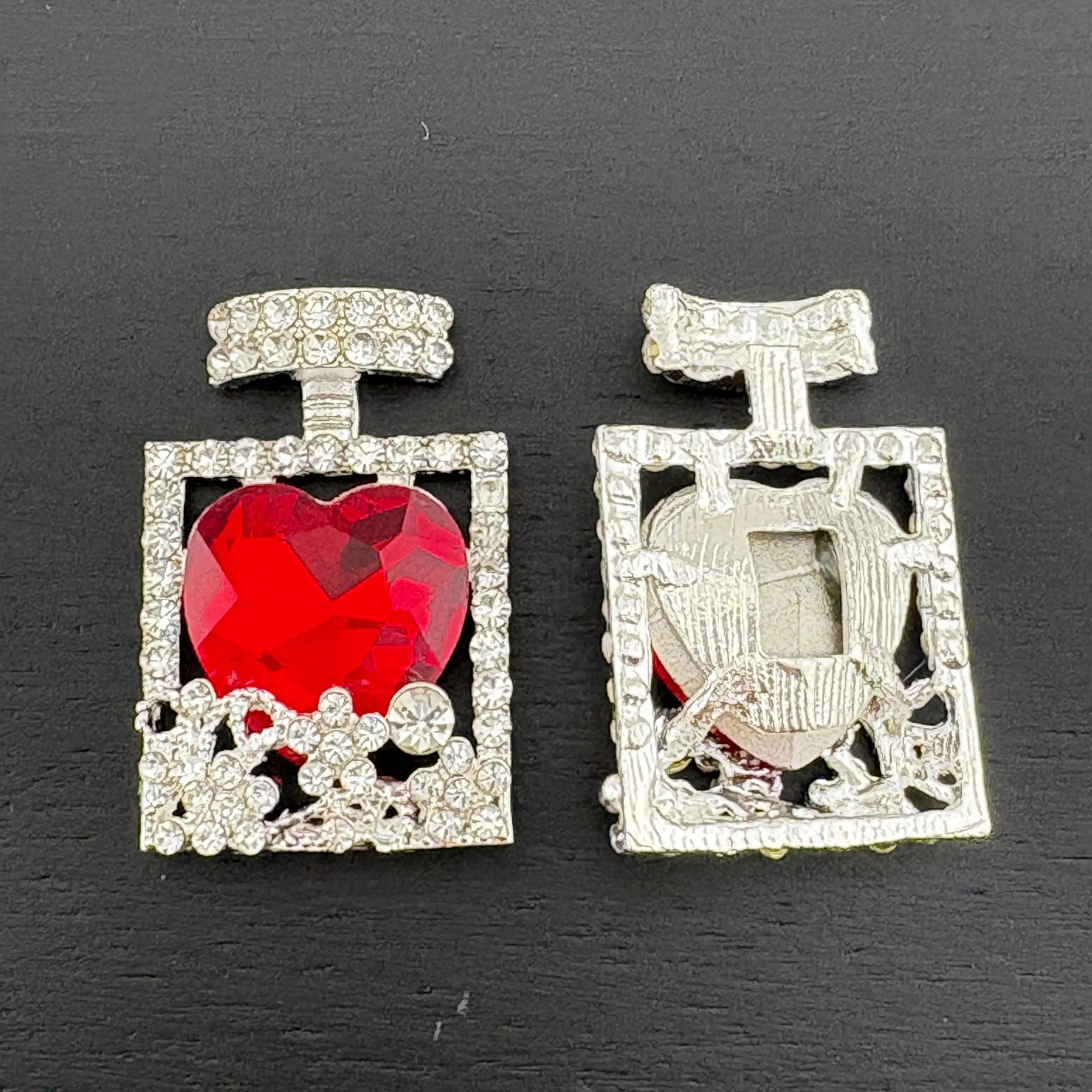 FS2499- Heart Crystal Alloy Metal Perfume Bottles Parts For making fancy Beads Zoe's DIY Shop