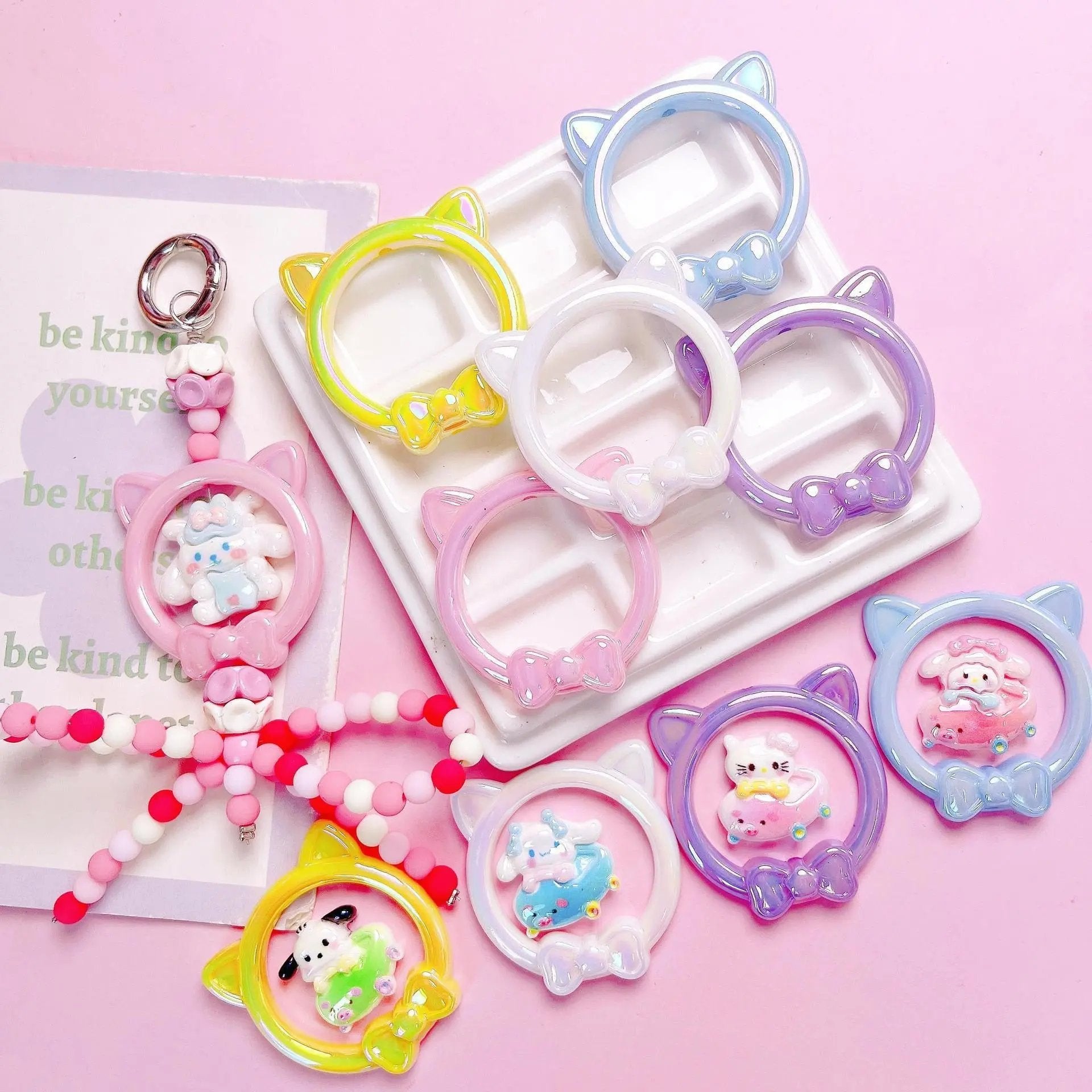 FS2510-40×40MM UV Shiny Cat Head Bead Frame Acrylic Beads Fit For Beadable Pens Zoe's DIY Shop