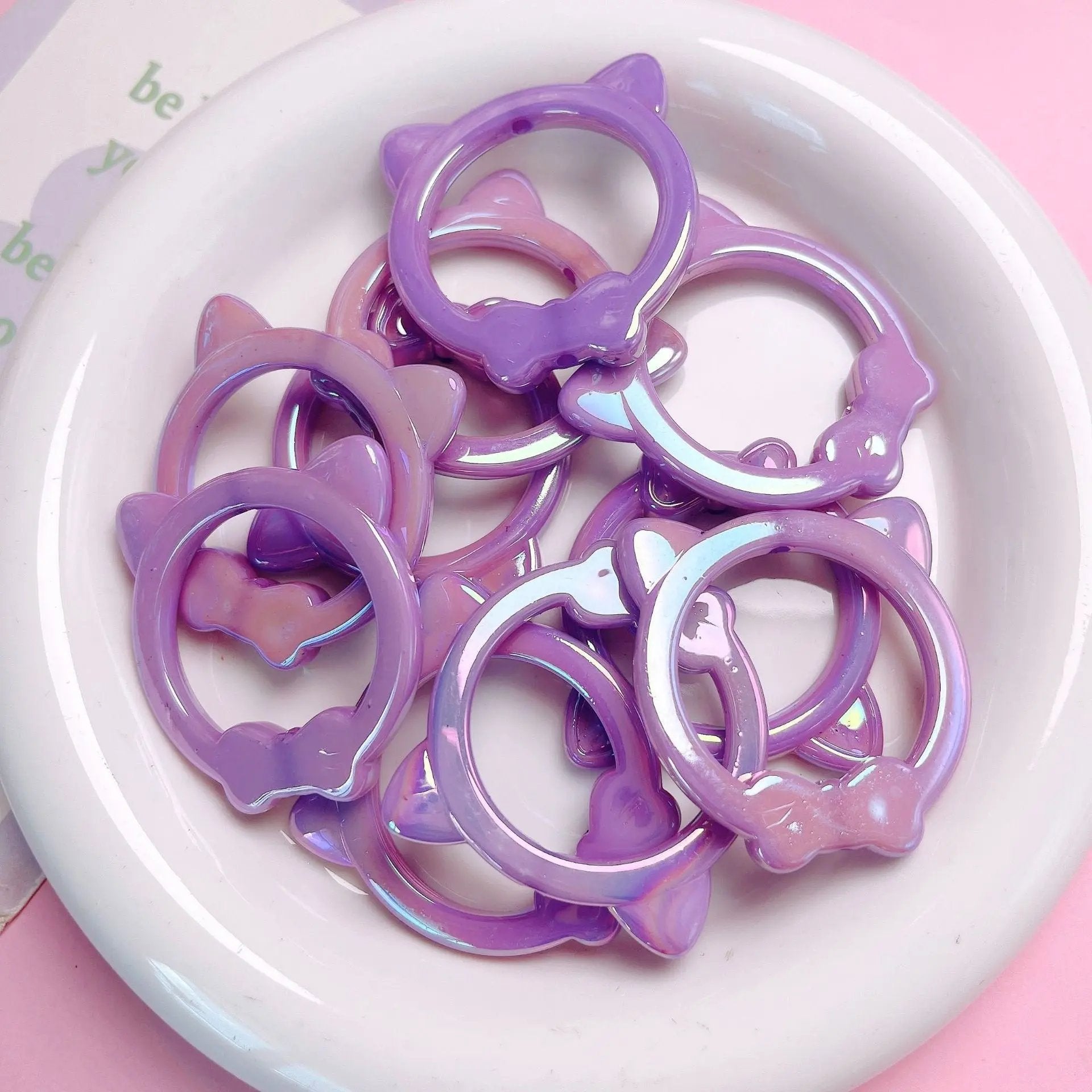 FS2510-40×40MM UV Shiny Cat Head Bead Frame Acrylic Beads Fit For Beadable Pens Zoe's DIY Shop