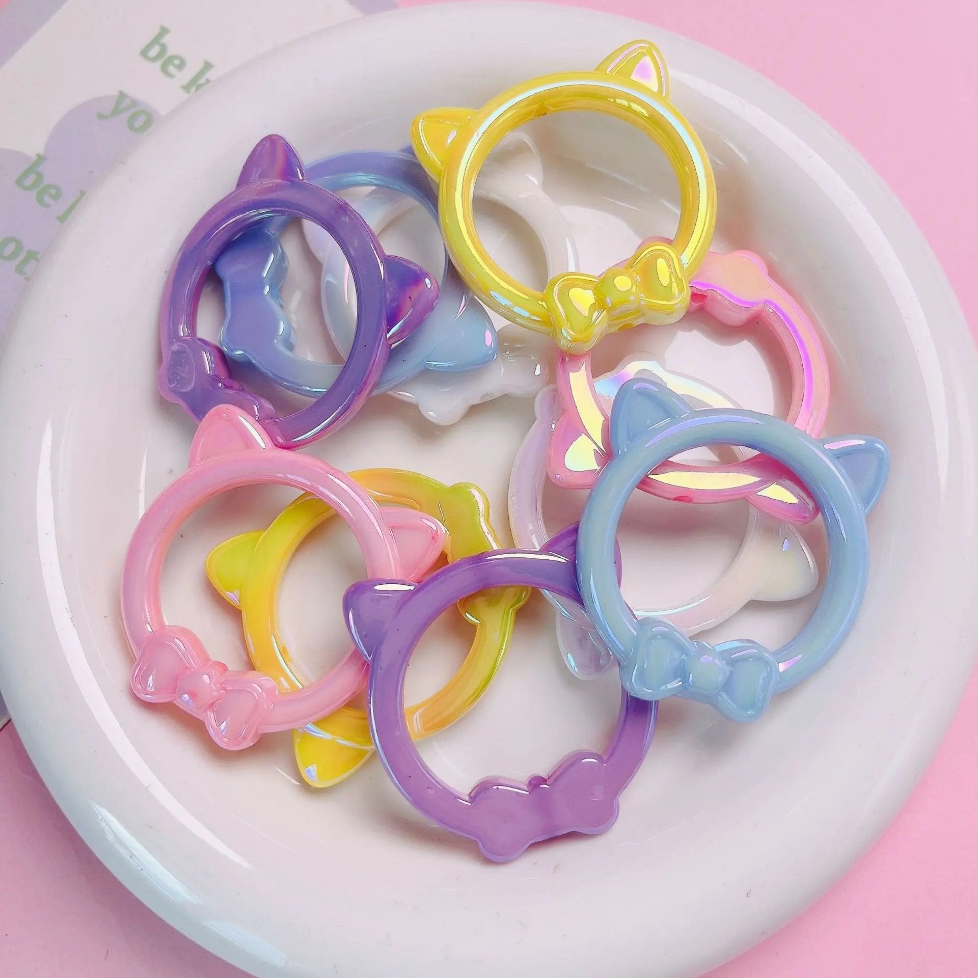 FS2510-40×40MM UV Shiny Cat Head Bead Frame Acrylic Beads Fit For Beadable Pens Zoe's DIY Shop