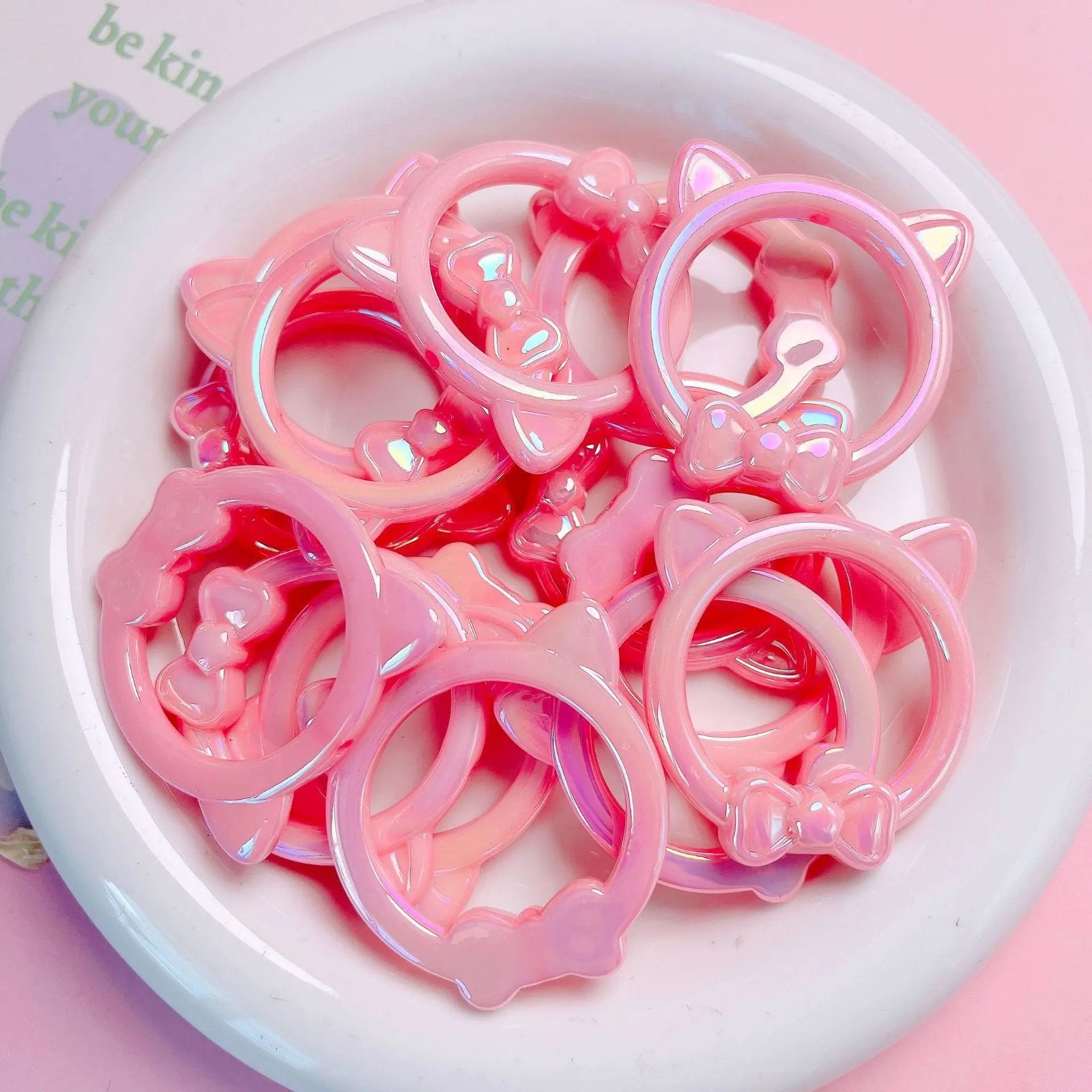 FS2510-40×40MM UV Shiny Cat Head Bead Frame Acrylic Beads Fit For Beadable Pens Zoe's DIY Shop