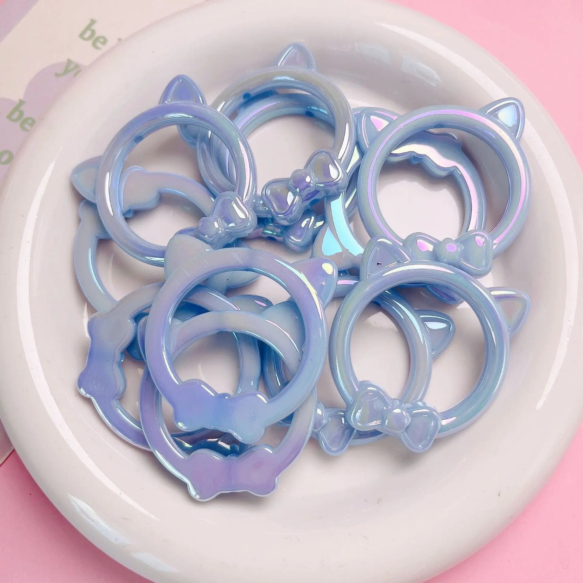 FS2510-40×40MM UV Shiny Cat Head Bead Frame Acrylic Beads Fit For Beadable Pens Zoe's DIY Shop