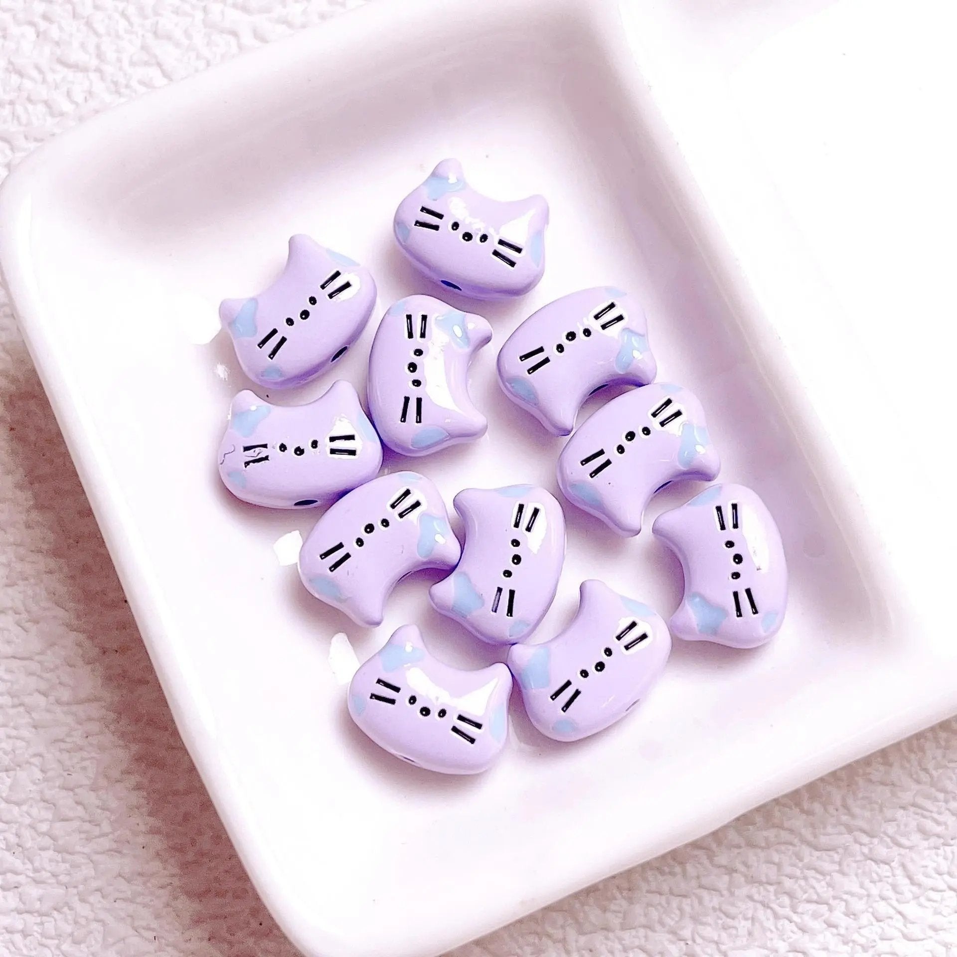 FS2512-12MM Random Mixed Color Cute Cat Head Metal Beads For Making Keychain Zoe's DIY Shop