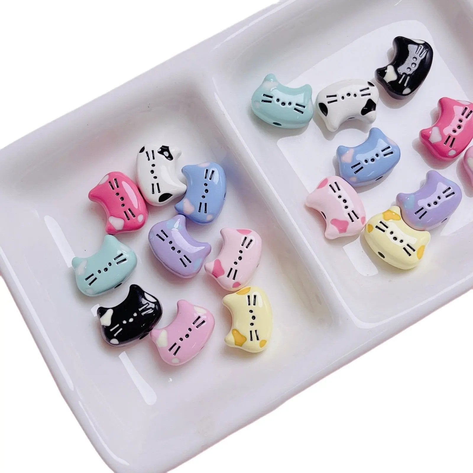 FS2512-12MM Random Mixed Color Cute Cat Head Metal Beads For Making Keychain Zoe's DIY Shop