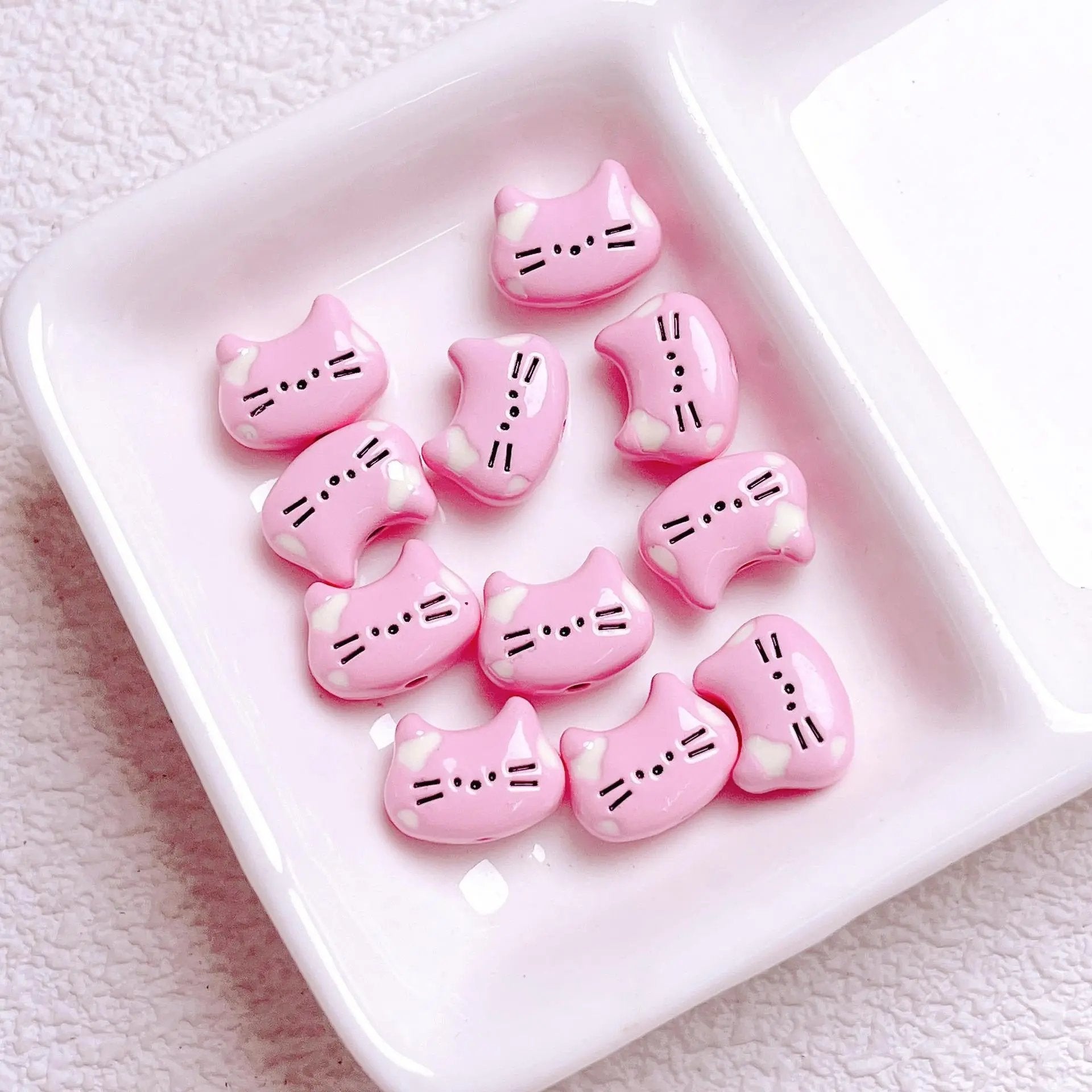 FS2512-12MM Random Mixed Color Cute Cat Head Metal Beads For Making Keychain Zoe's DIY Shop