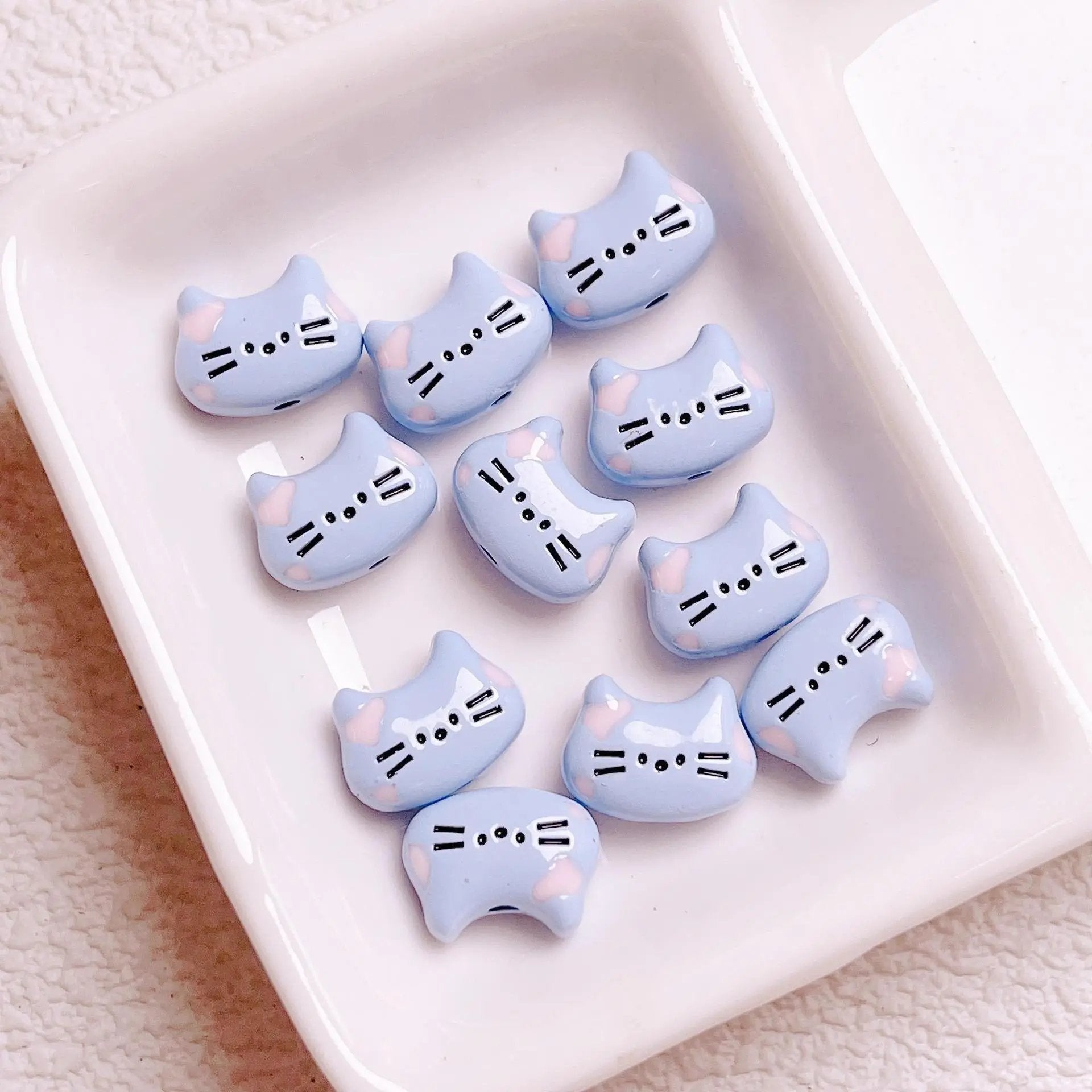 FS2512-12MM Random Mixed Color Cute Cat Head Metal Beads For Making Keychain Zoe's DIY Shop