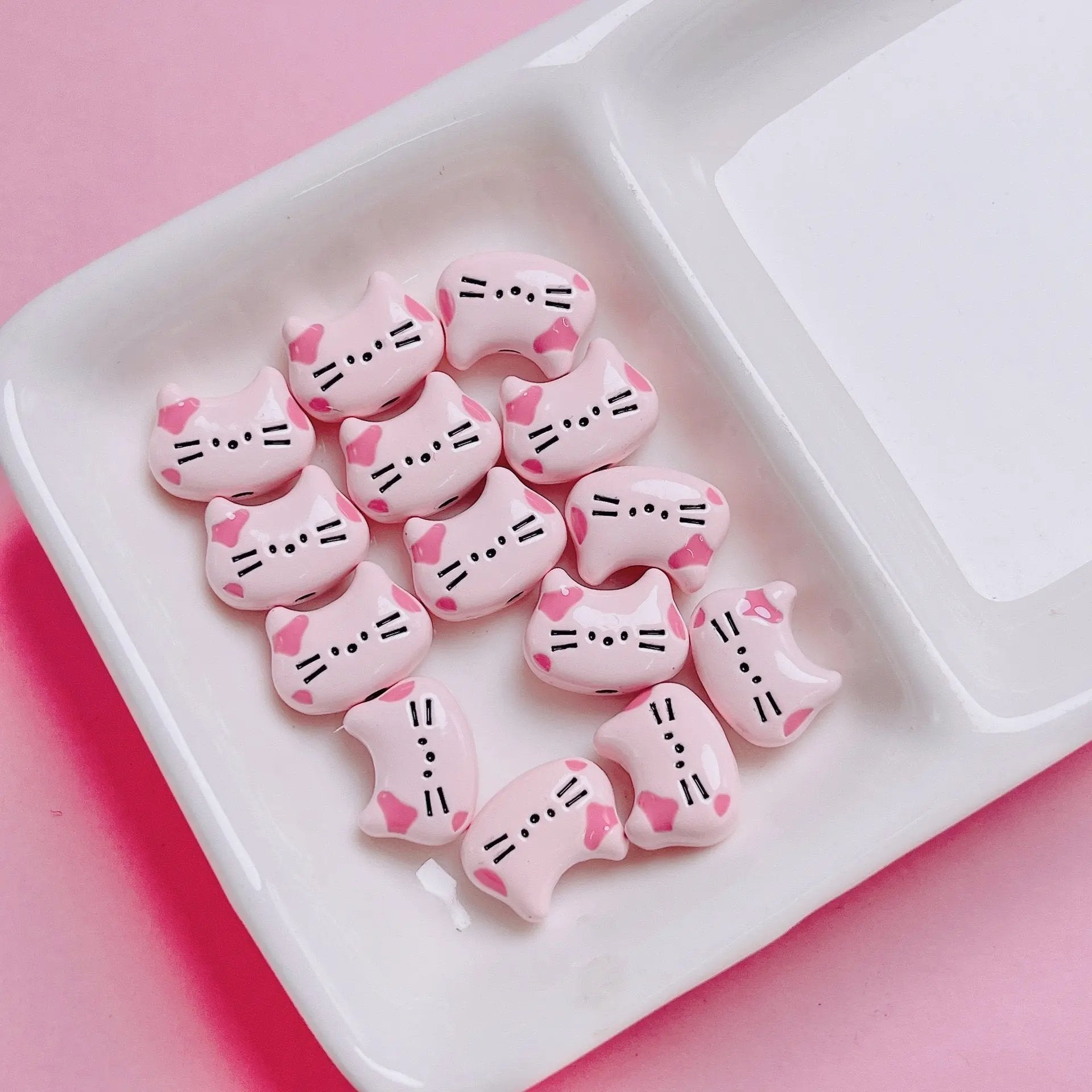 FS2512-12MM Random Mixed Color Cute Cat Head Metal Beads For Making Keychain Zoe's DIY Shop