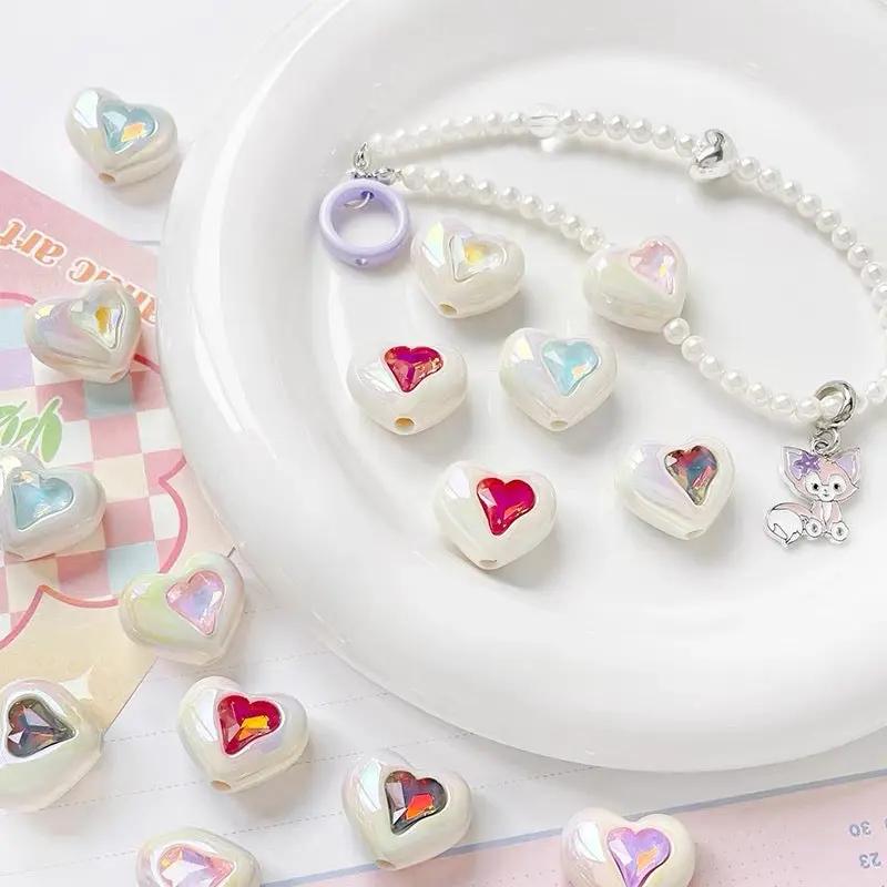 FS2531-Ramdom Mixed Color Heart Shape Acrylic Beads Fit For Beadable Pens Zoe's DIY Shop