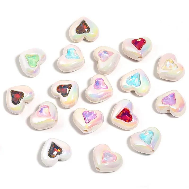 FS2531-Ramdom Mixed Color Heart Shape Acrylic Beads Fit For Beadable Pens Zoe's DIY Shop