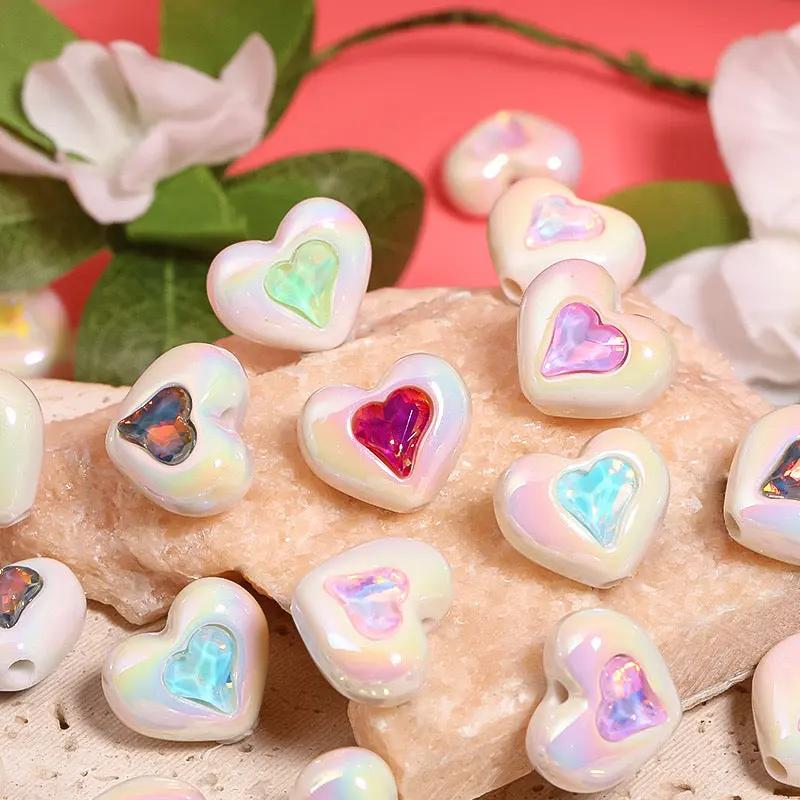 FS2531-Ramdom Mixed Color Heart Shape Acrylic Beads Fit For Beadable Pens Zoe's DIY Shop