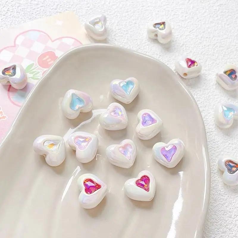 FS2531-Ramdom Mixed Color Heart Shape Acrylic Beads Fit For Beadable Pens Zoe's DIY Shop