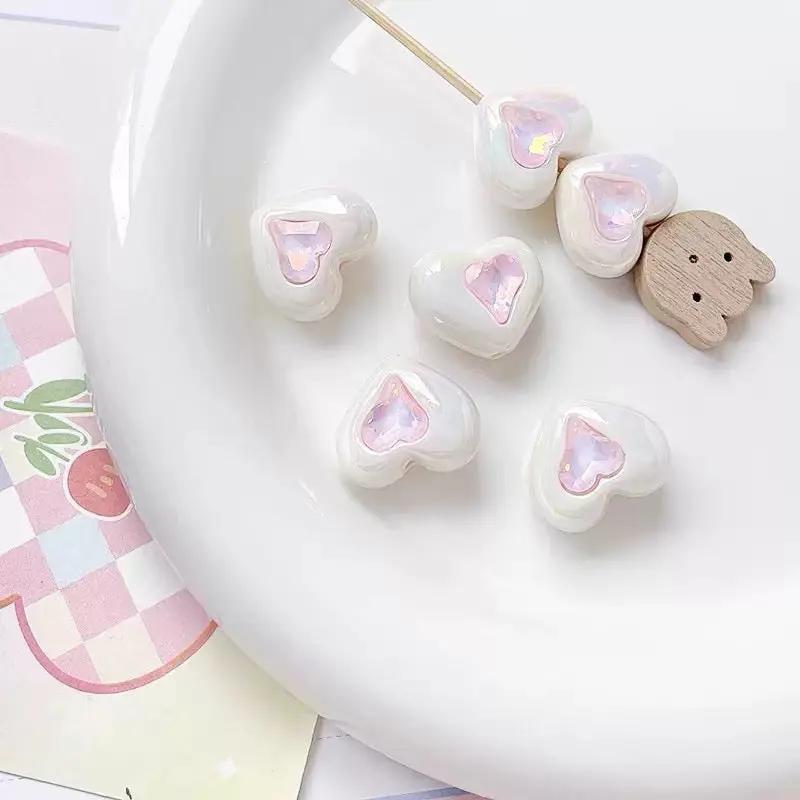 FS2531-Ramdom Mixed Color Heart Shape Acrylic Beads Fit For Beadable Pens Zoe's DIY Shop