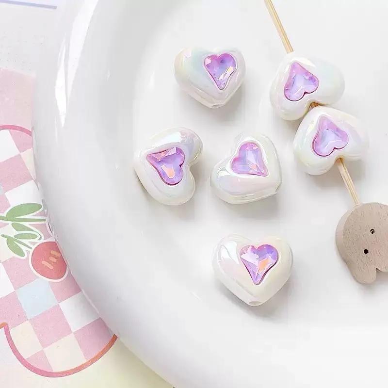 FS2531-Ramdom Mixed Color Heart Shape Acrylic Beads Fit For Beadable Pens Zoe's DIY Shop