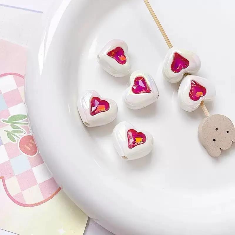 FS2531-Ramdom Mixed Color Heart Shape Acrylic Beads Fit For Beadable Pens Zoe's DIY Shop
