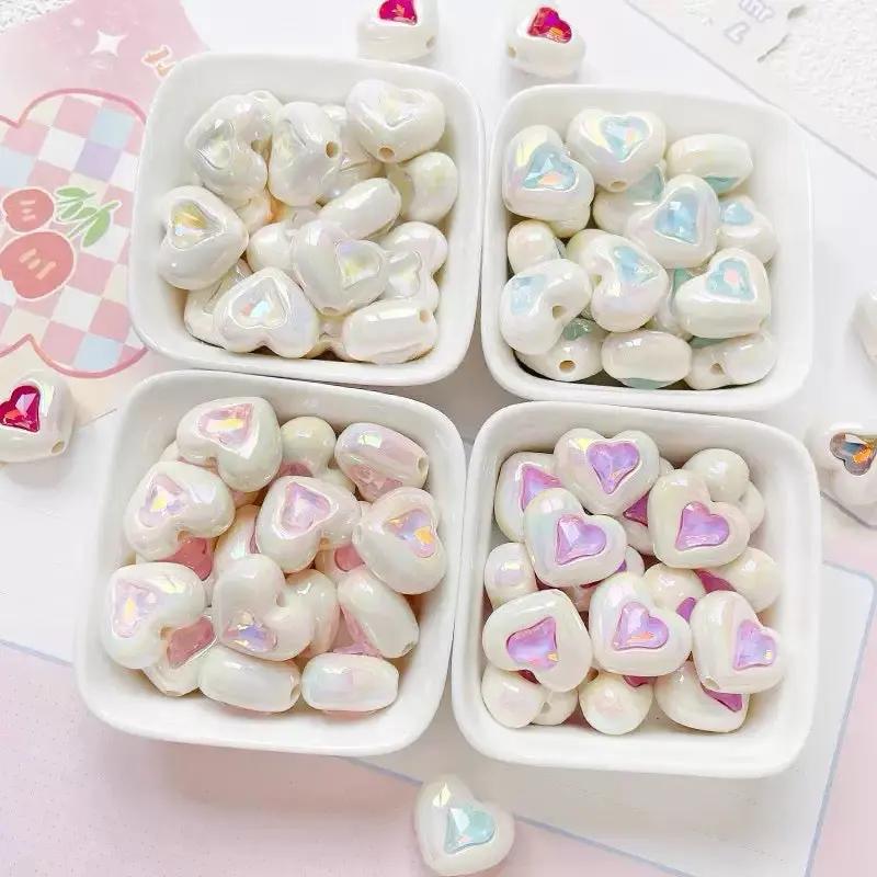 FS2531-Ramdom Mixed Color Heart Shape Acrylic Beads Fit For Beadable Pens Zoe's DIY Shop