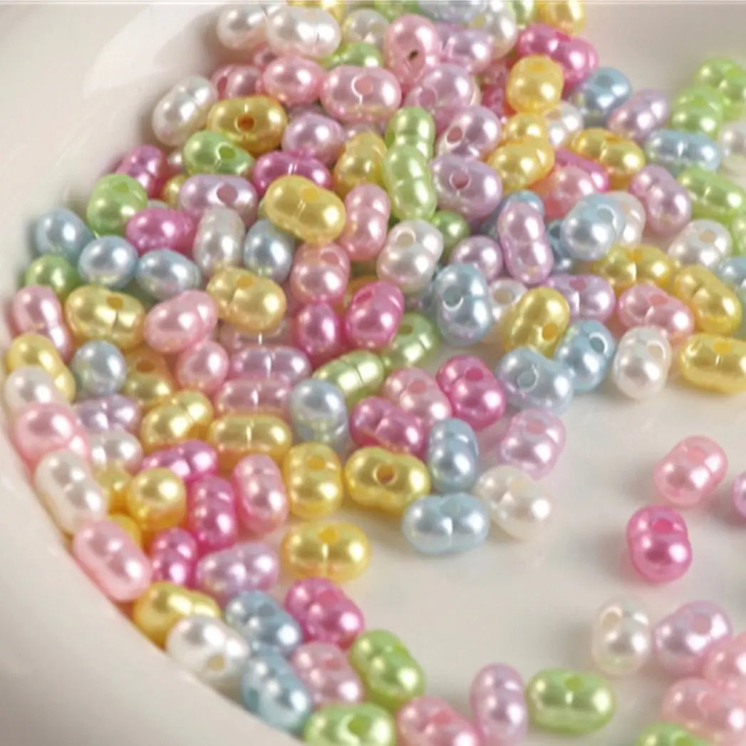 FS2561-5*8mm Pearl Looking Peanut Acrylic Beads For Making Keychain Zoe's DIY Shop