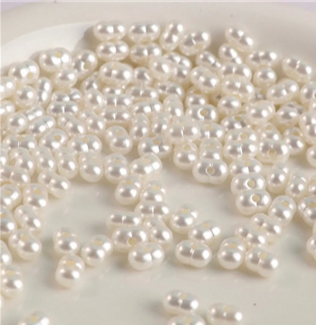 FS2561-5*8mm Pearl Looking Peanut Acrylic Beads For Making Keychain Zoe's DIY Shop