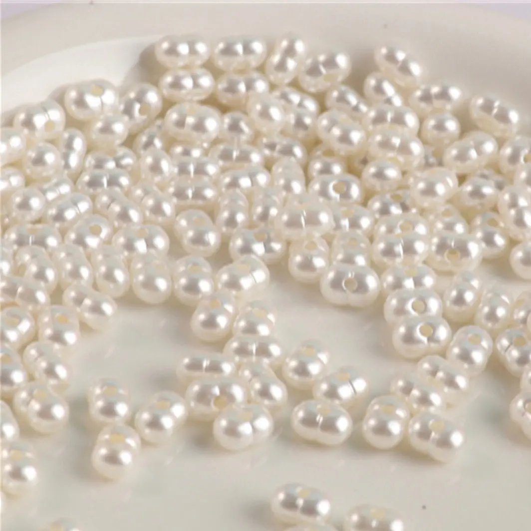 FS2561-5*8mm Pearl Looking Peanut Acrylic Beads For Making Keychain Zoe's DIY Shop