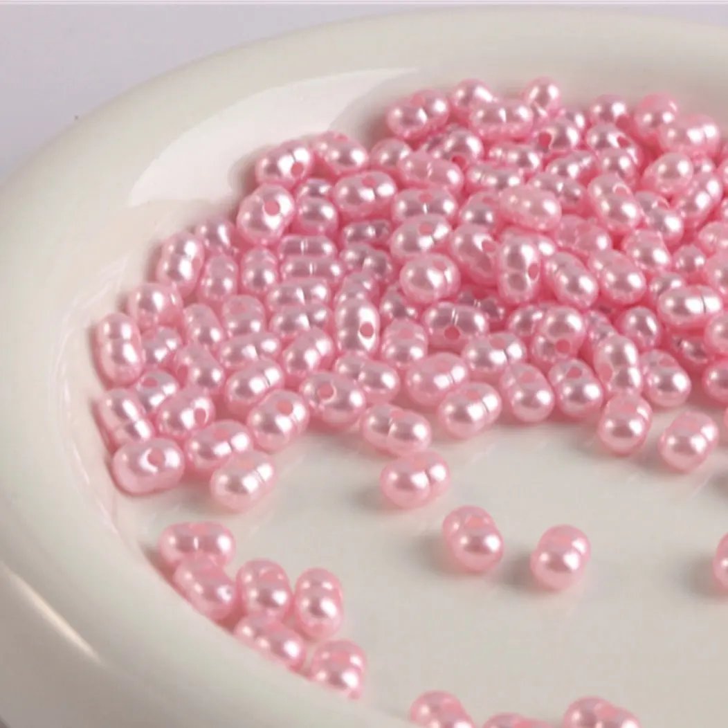 FS2561-5*8mm Pearl Looking Peanut Acrylic Beads For Making Keychain Zoe's DIY Shop