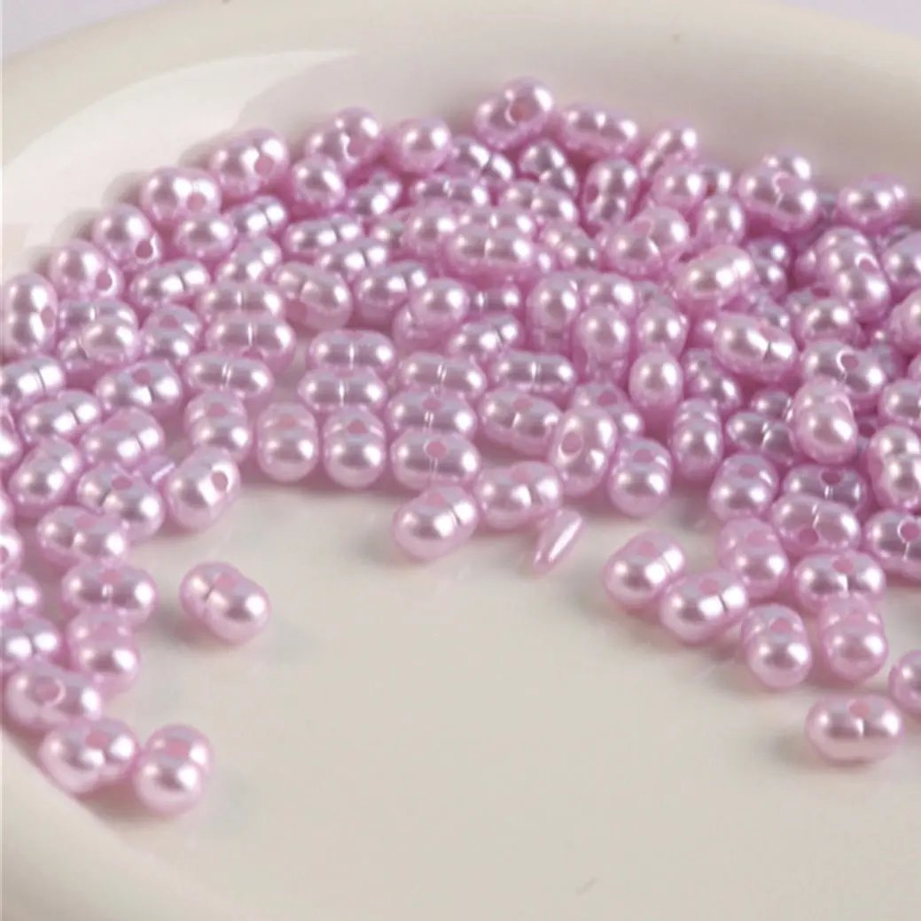 FS2561-5*8mm Pearl Looking Peanut Acrylic Beads For Making Keychain Zoe's DIY Shop