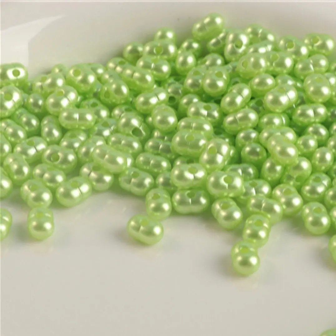 FS2561-5*8mm Pearl Looking Peanut Acrylic Beads For Making Keychain Zoe's DIY Shop